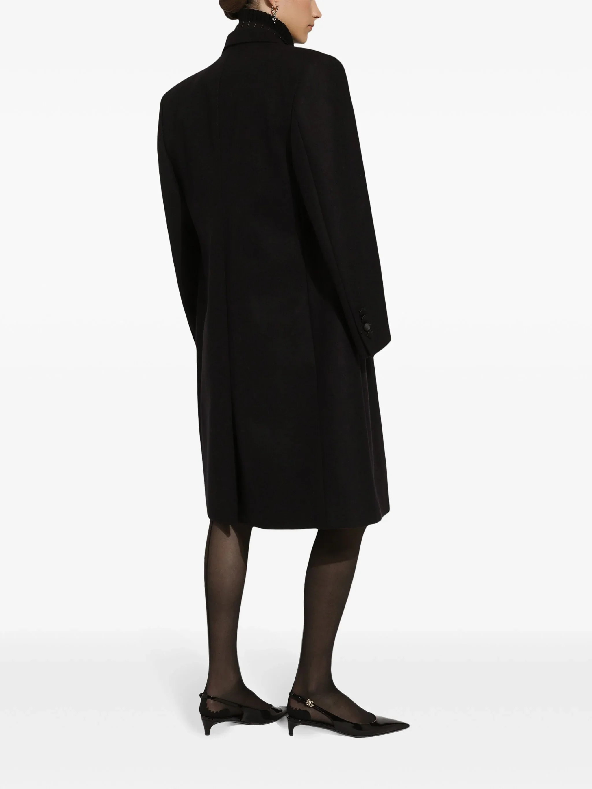 Black Cashmere Turtleneck Ribbed Accent Sweater - Image 4
