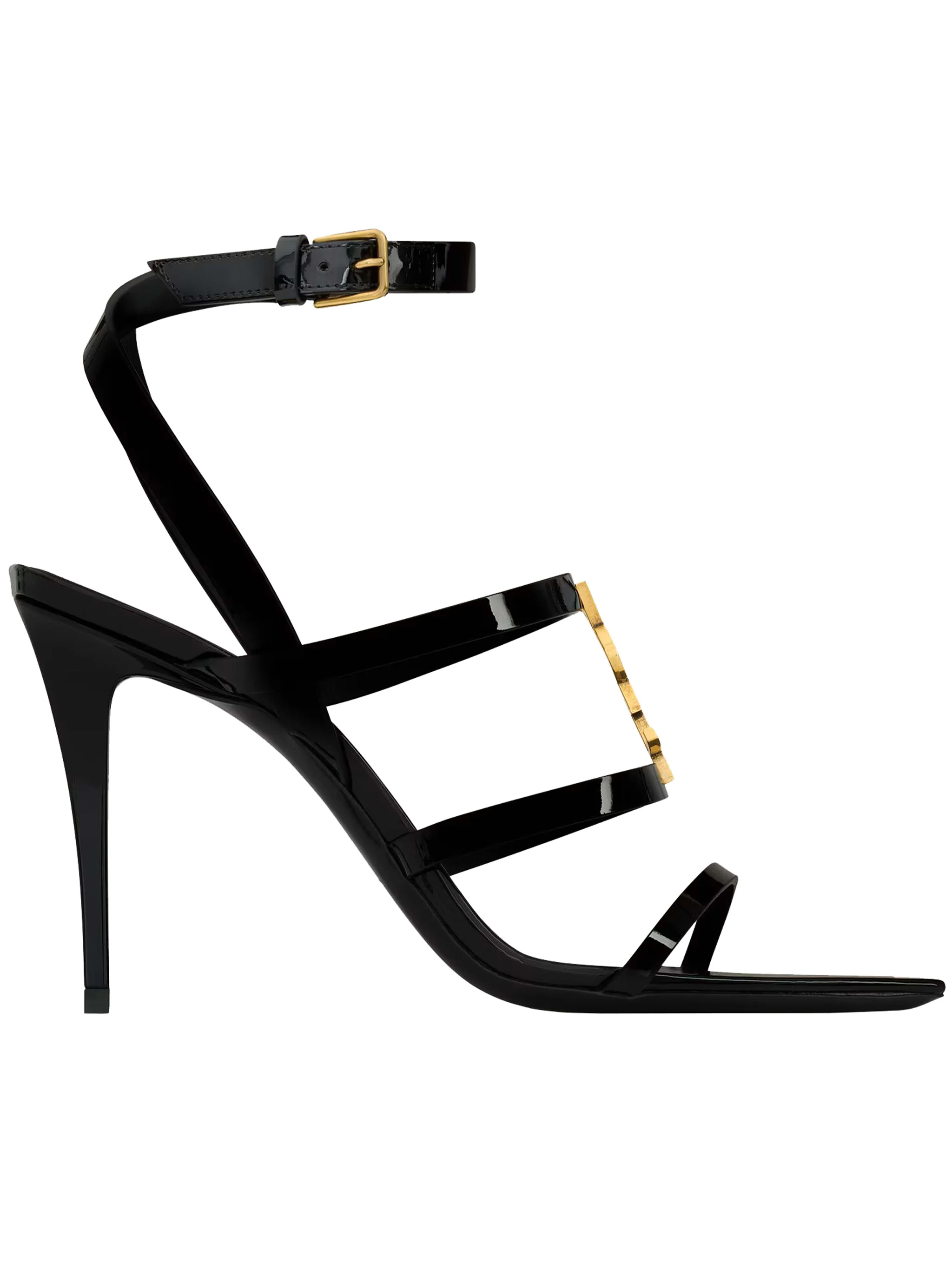 Black Cassandra High-Heeled Patent Sandals