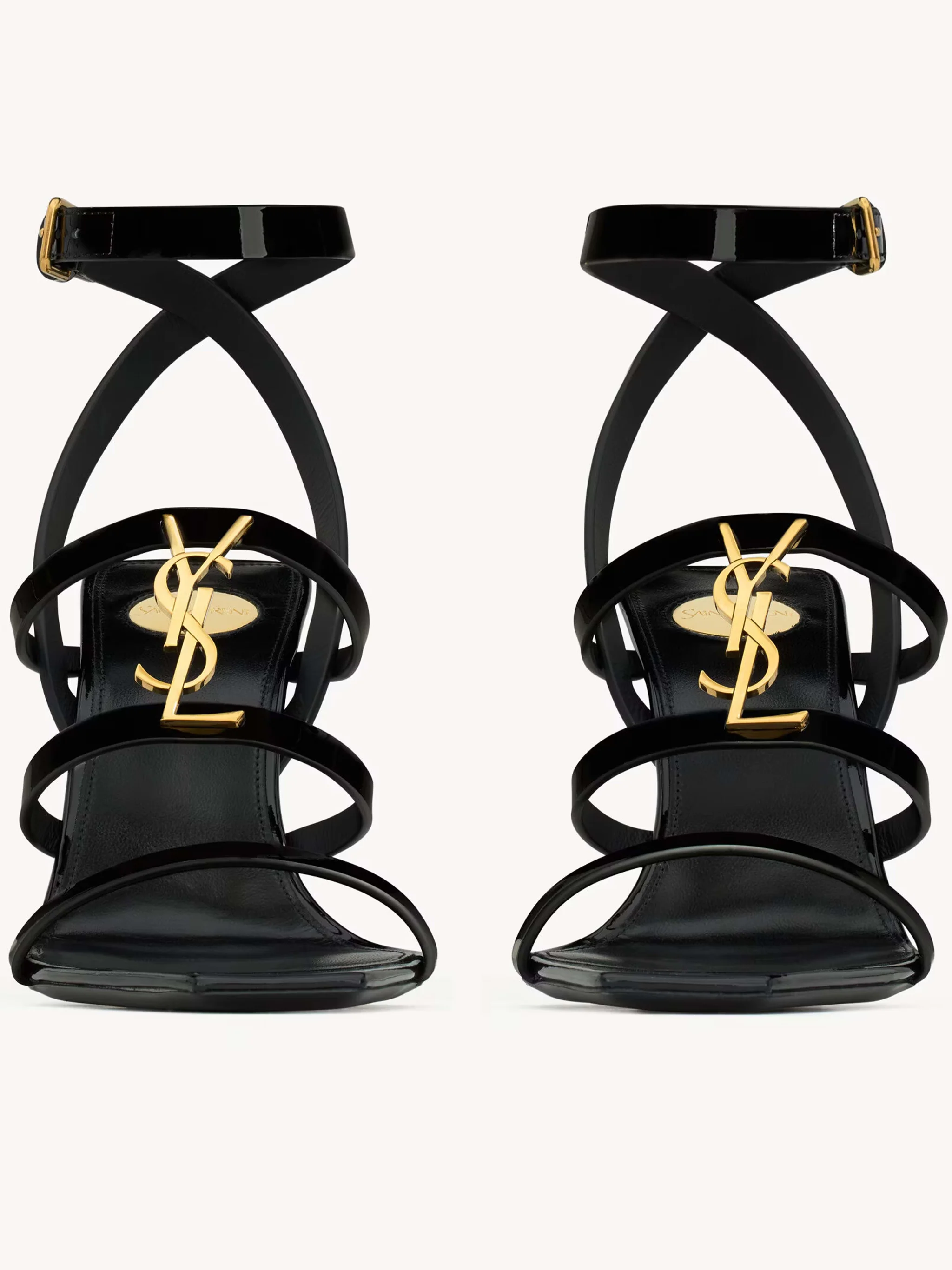Black Cassandra High-Heeled Patent Sandals - Image 2