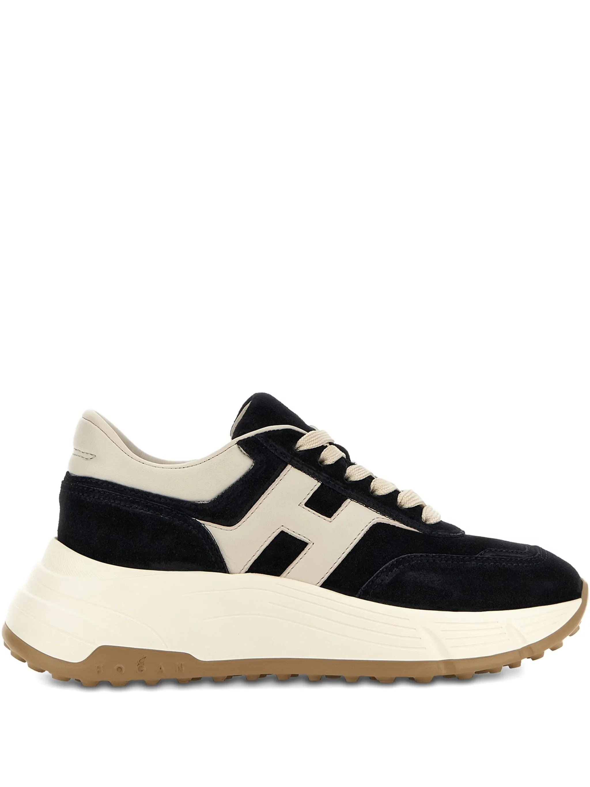 Black Chunky Sole Suede Leather Sneakers