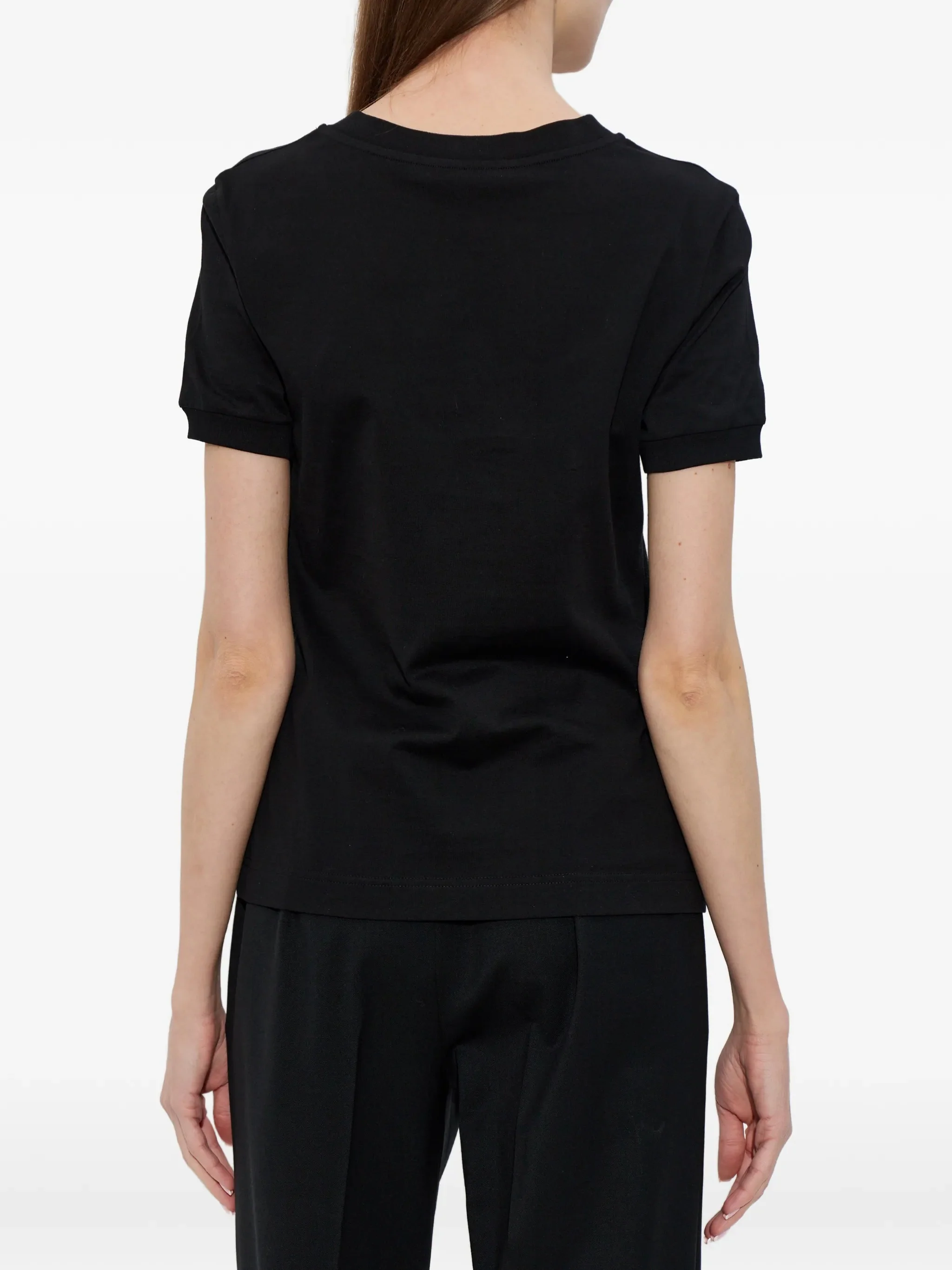 Black Cotton Rhinestone Embellished Logo T-Shirt - Image 4