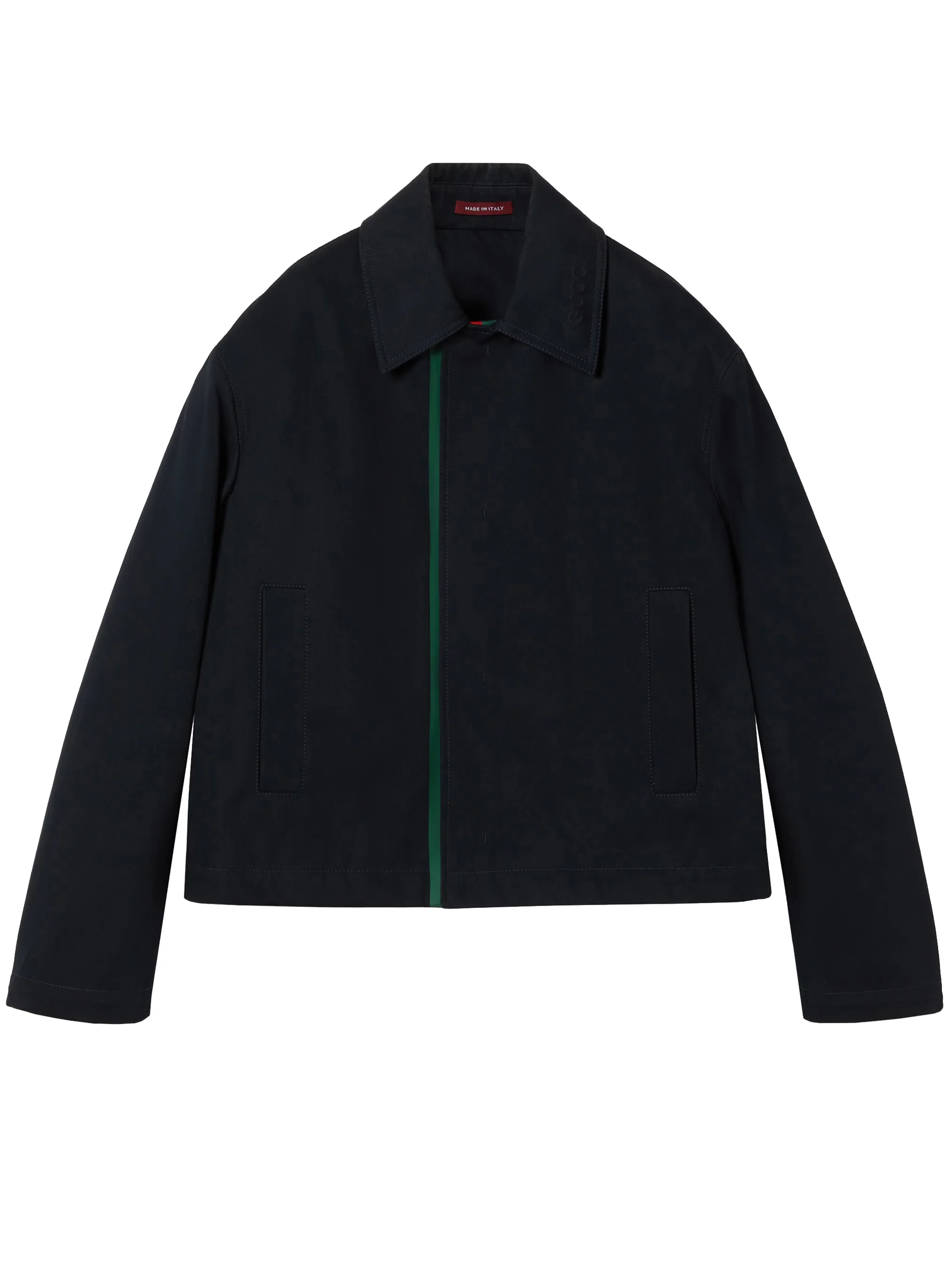 Black Cropped Blouson Striped Casual Jacket