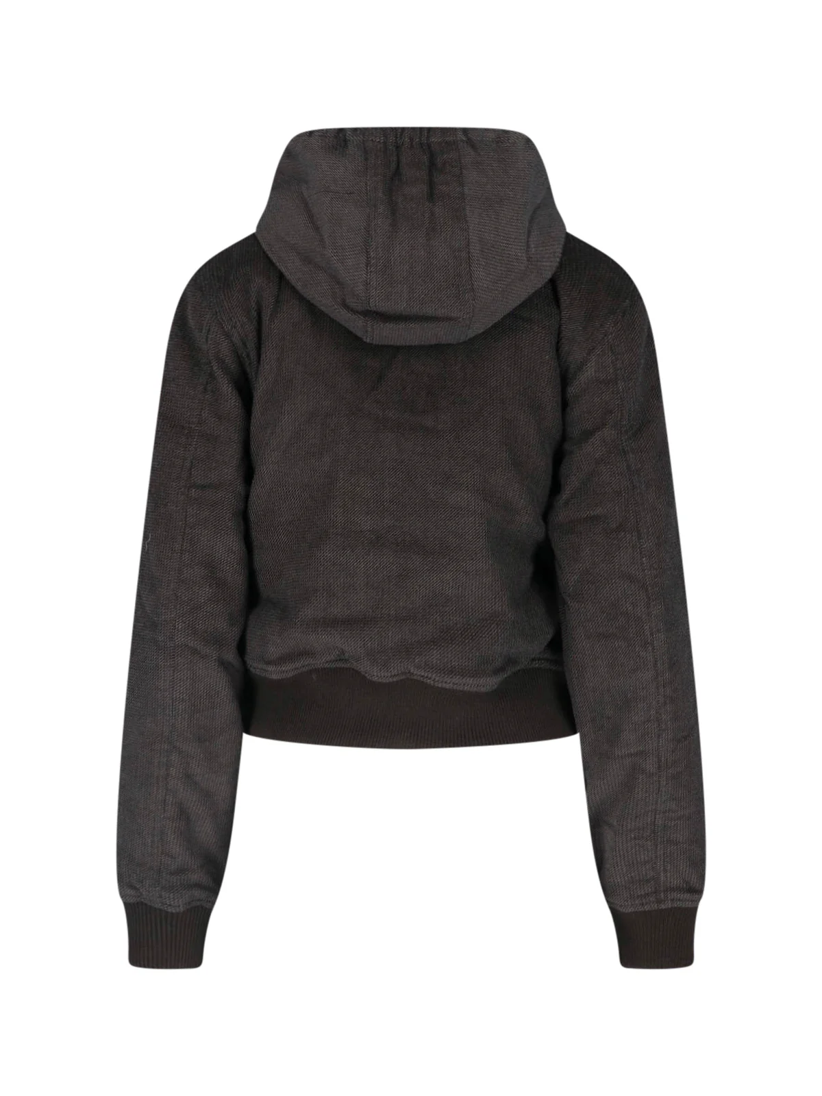 Black Cropped Textured Hooded Jacket - Image 2
