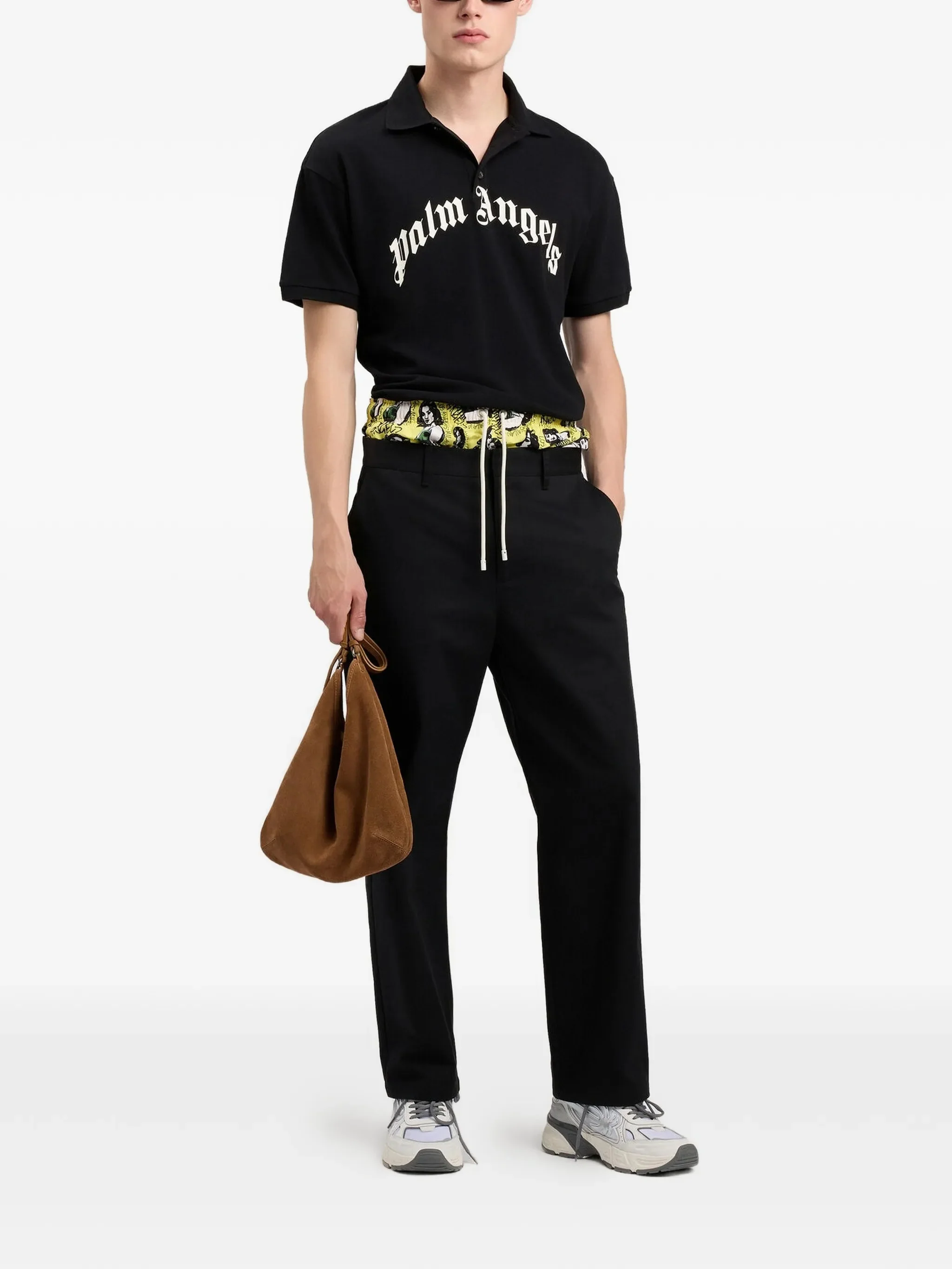 Black Curved Logo Polo Cotton Shirt - Image 2