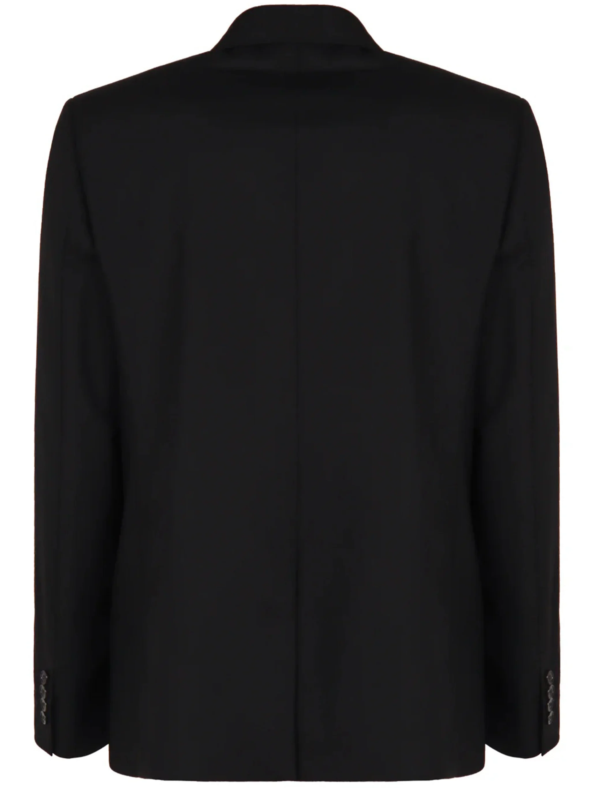 Black Double-Breasted Structured Wool Jacket - Image 2