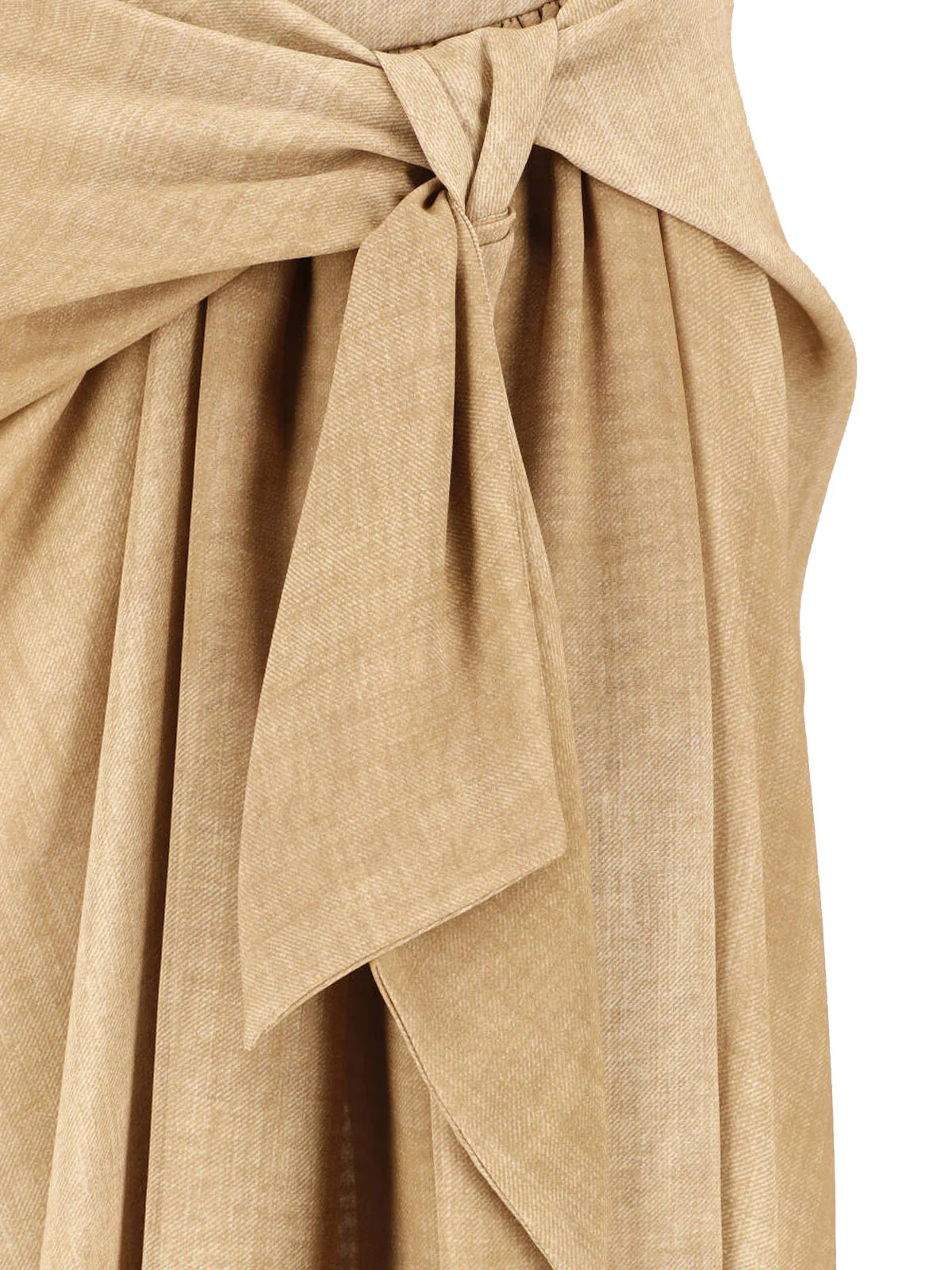 Black Draped Front Knot Midi Skirt - Image 4