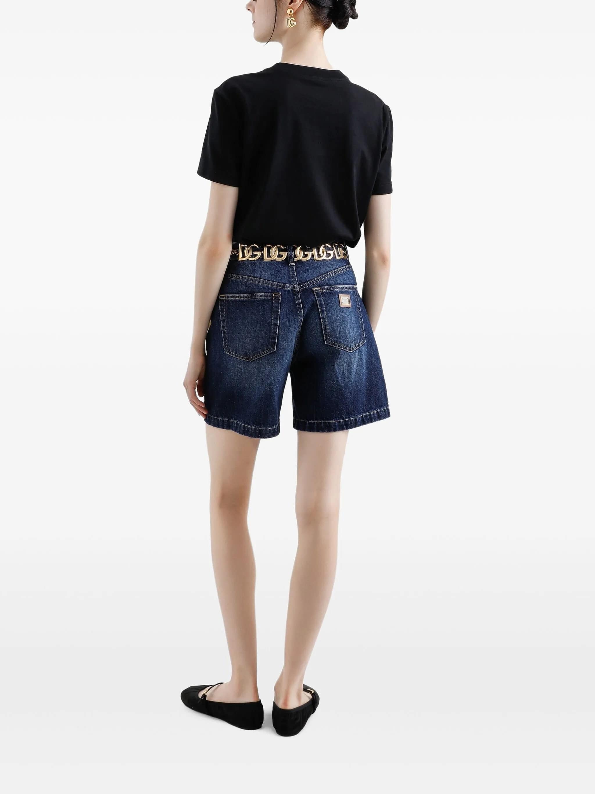 Black Jersey Cotton White Embroidered T-Shirt - Image 3