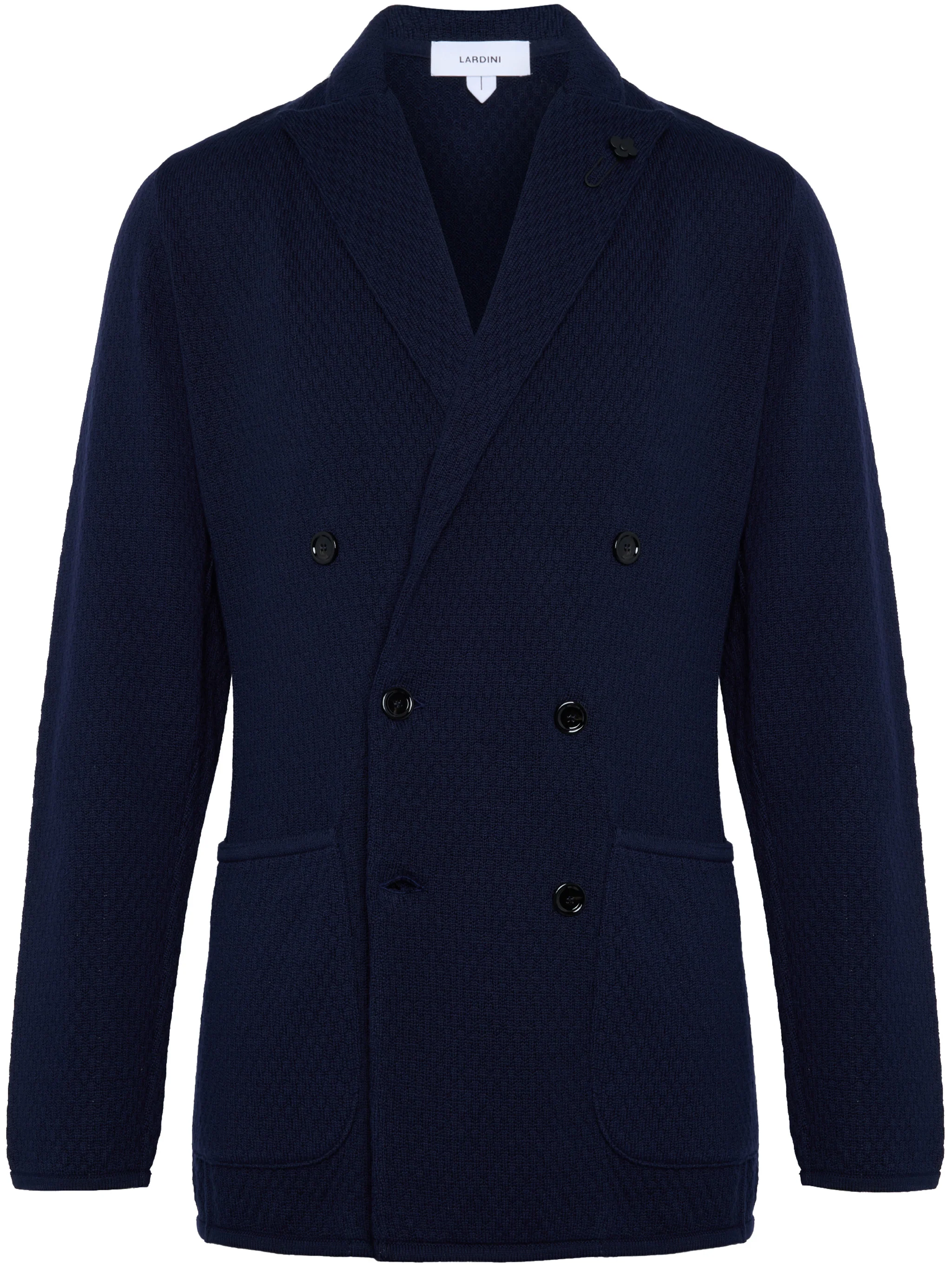 Black Knitted Double-Breasted Cotton Jacket