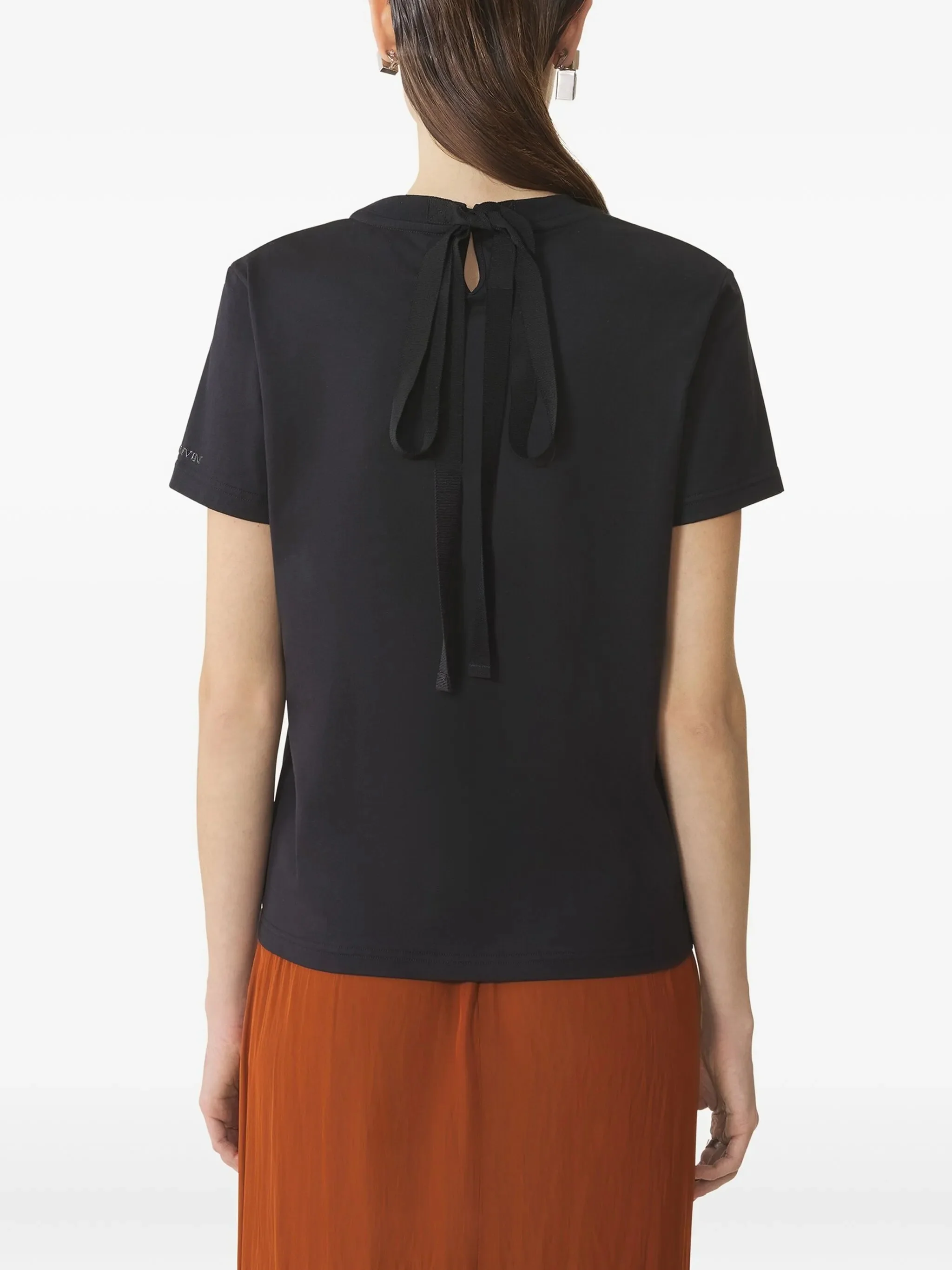Black Knot Detail Cotton T-Shirt - Image 4