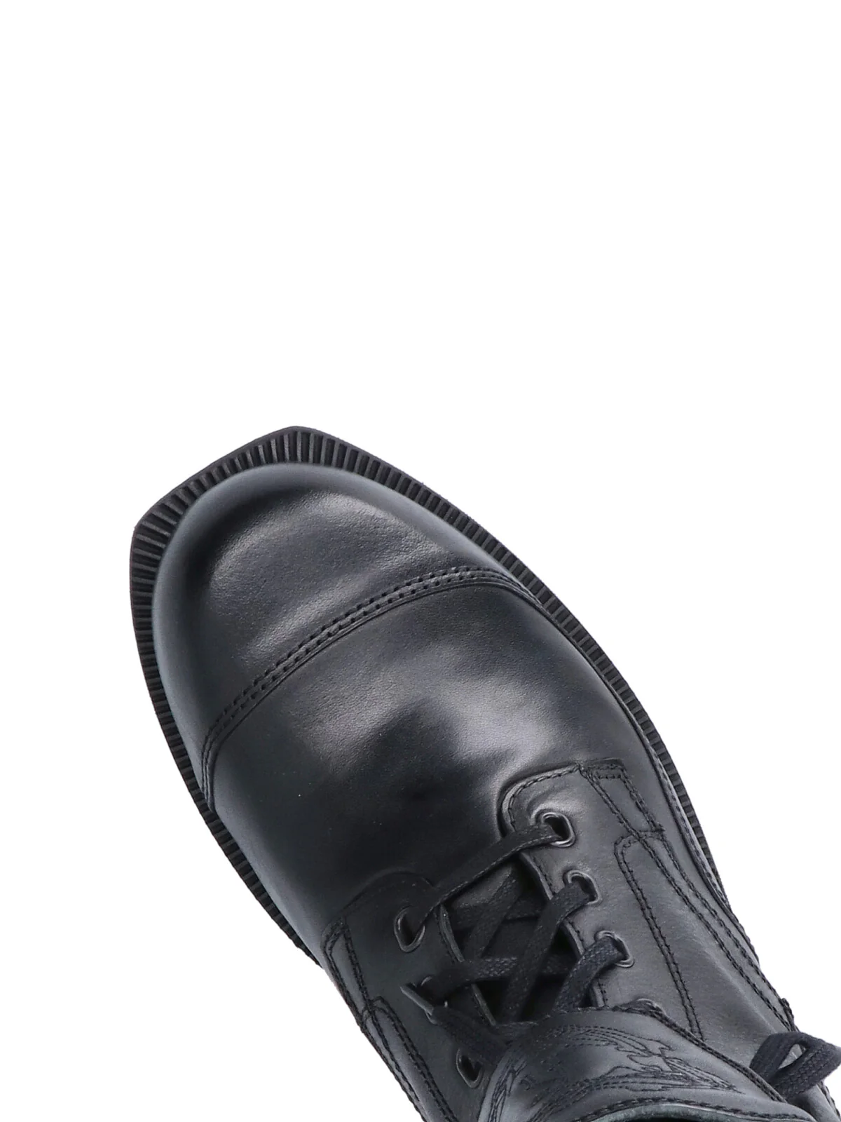 Black Lace-Up Buckle Leather Boots - Image 5