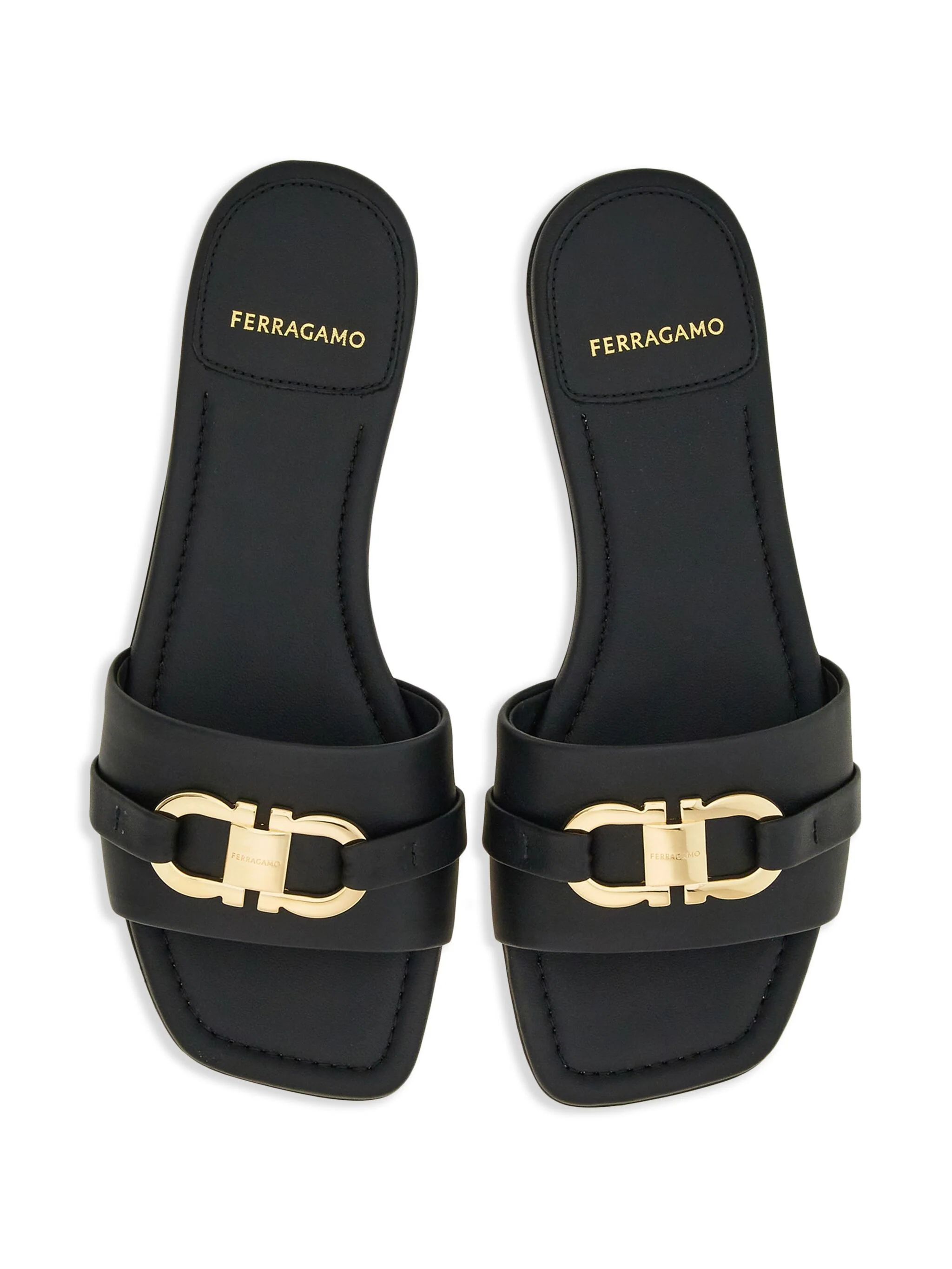 Black Leah Gancini Ornament Leather Sandals - Image 4