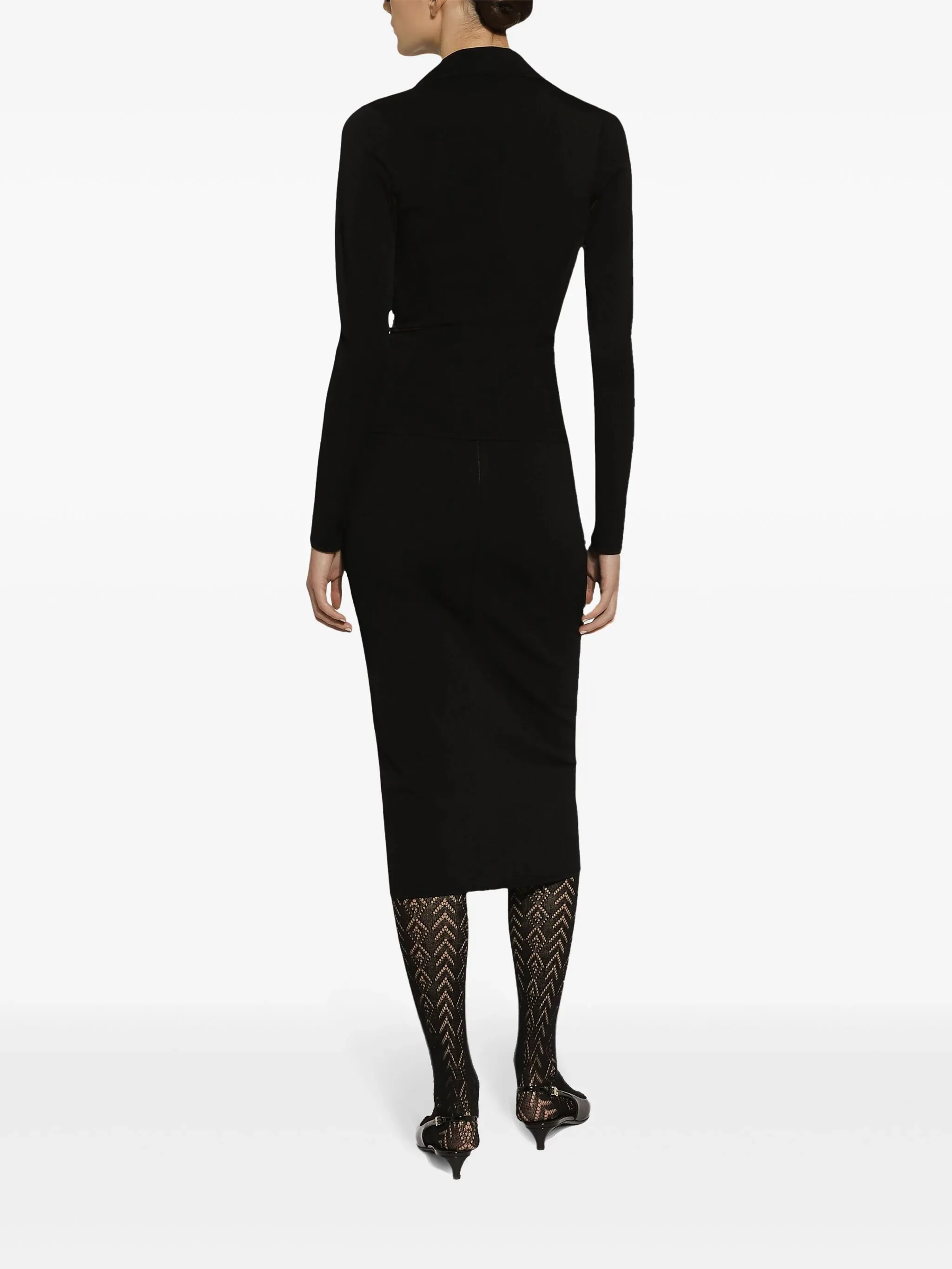 Black Longuette Stretch Viscose Logo Skirt - Image 4