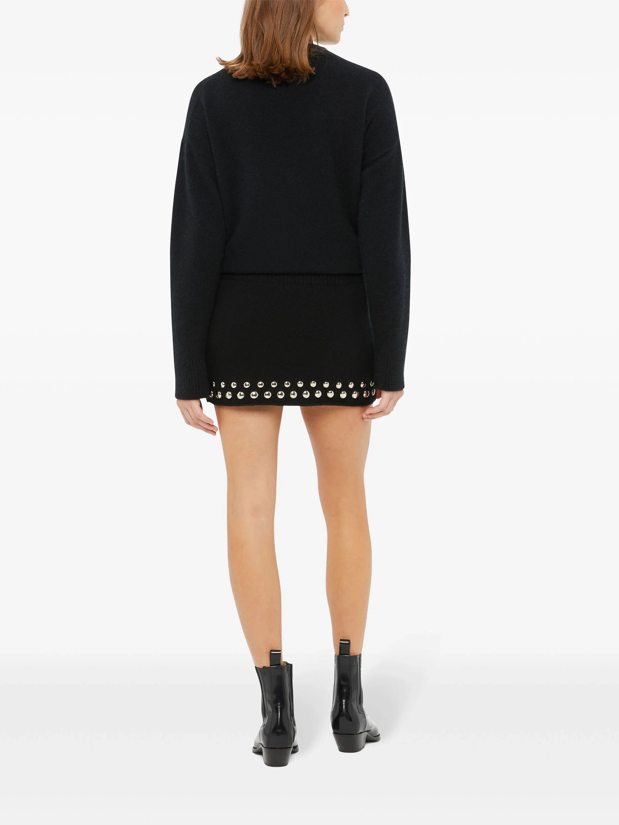Black Love And Studs Wool Mini Skirt - Image 5