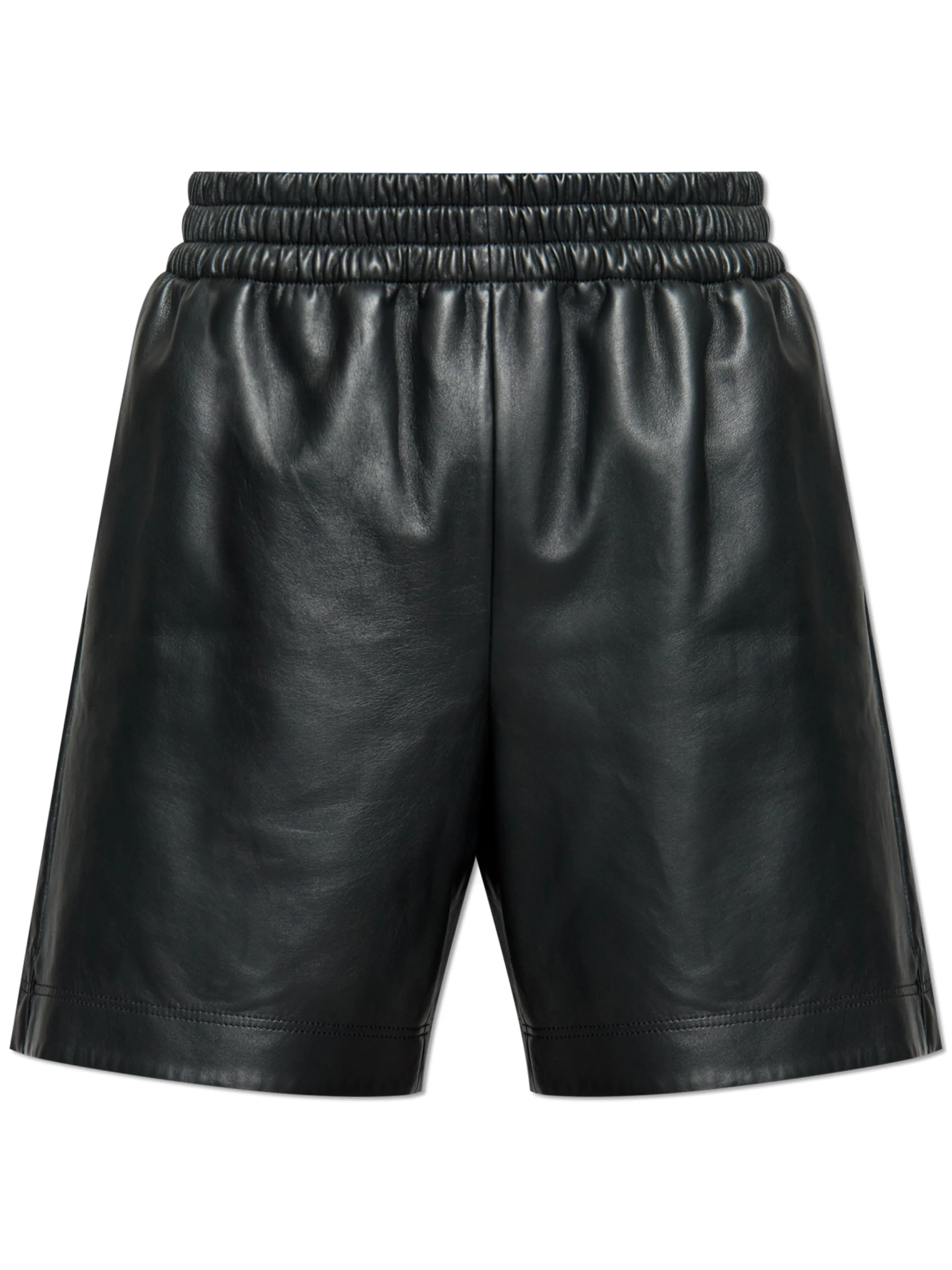Black Matte Finish Elastic Waist Shorts