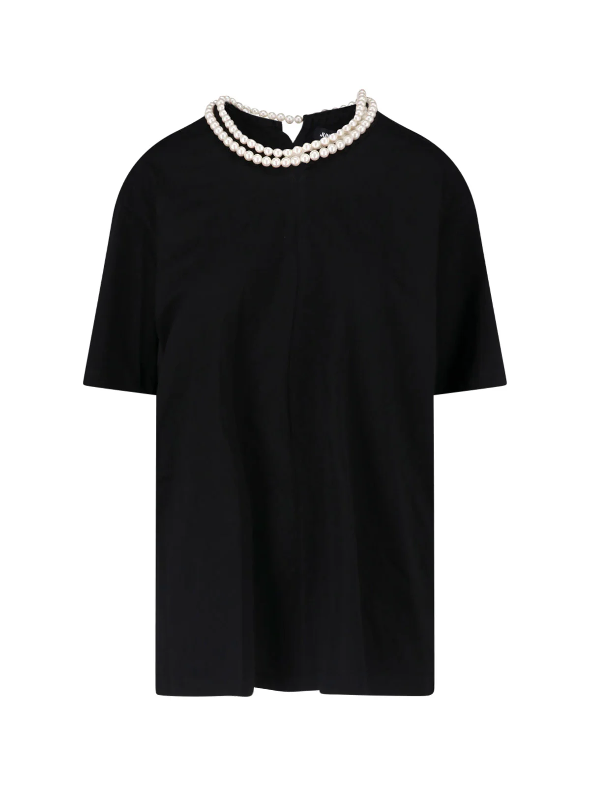 Black Pearl Adorned Cotton T-shirt