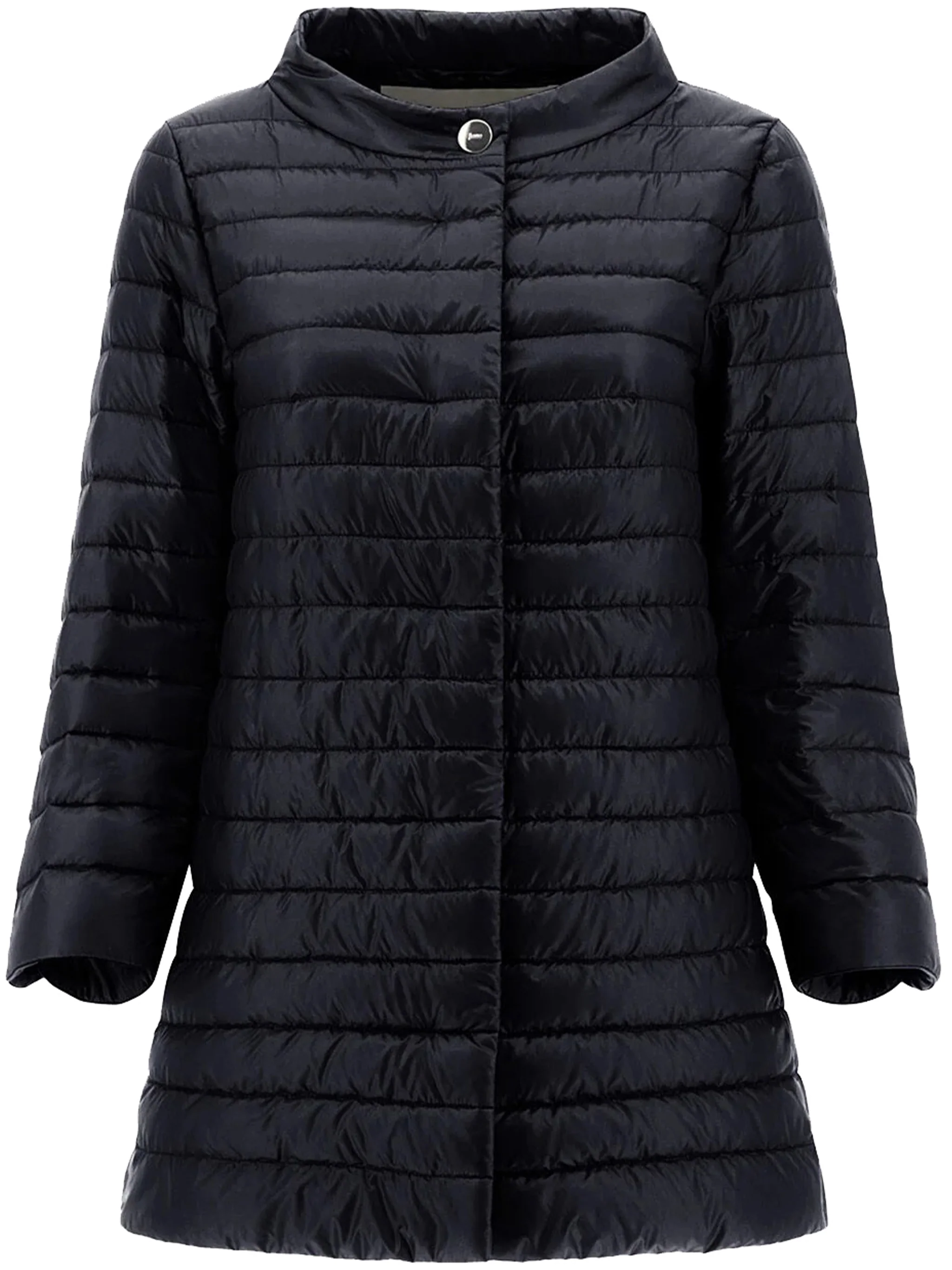 Black Piumino Lightweight Quilted Flared Jacket