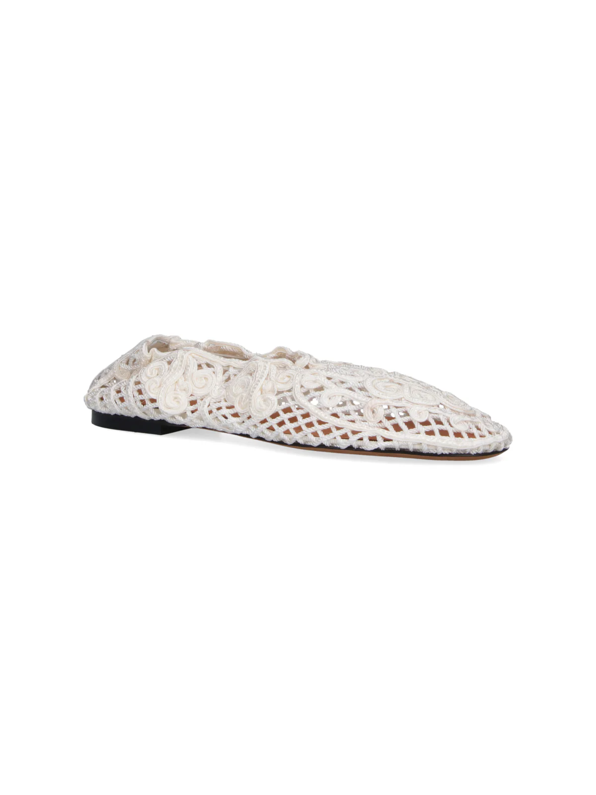 Black Pointed Toe Intricate Lace Flats - Image 2