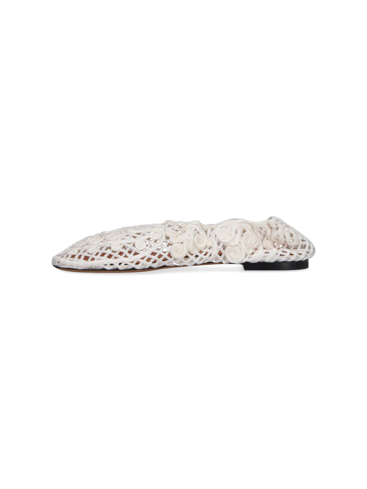 Black Pointed Toe Intricate Lace Flats - Image 3
