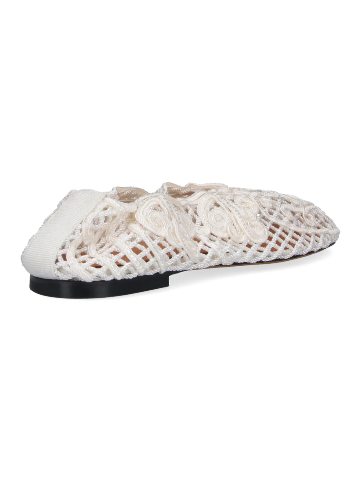 Black Pointed Toe Intricate Lace Flats - Image 4