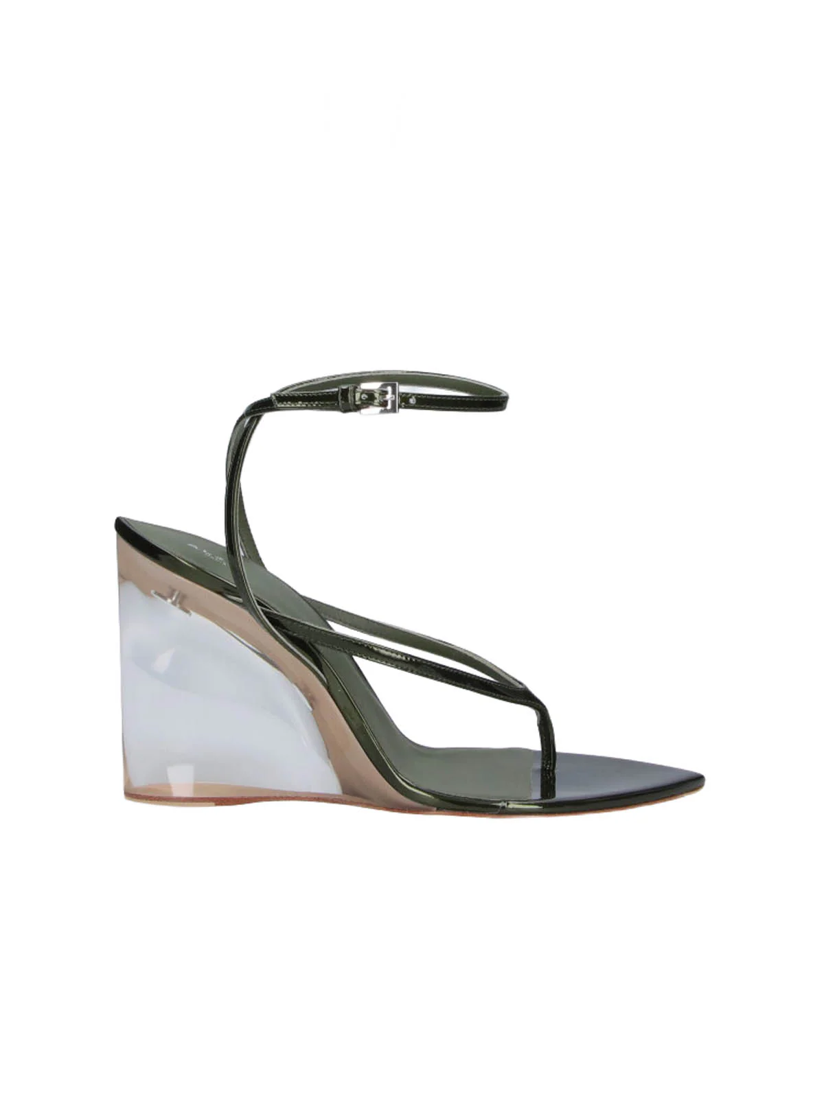 Black Pointed Toe Transparent Wedge Sandals
