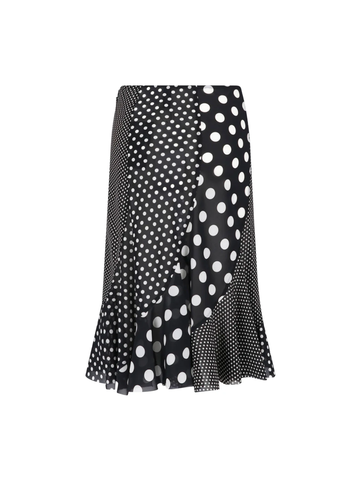 Black Polka Dot Patchwork Ruffled Skirt - Image 2