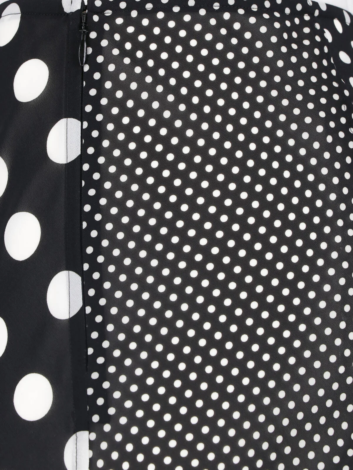 Black Polka Dot Patchwork Ruffled Skirt - Image 5