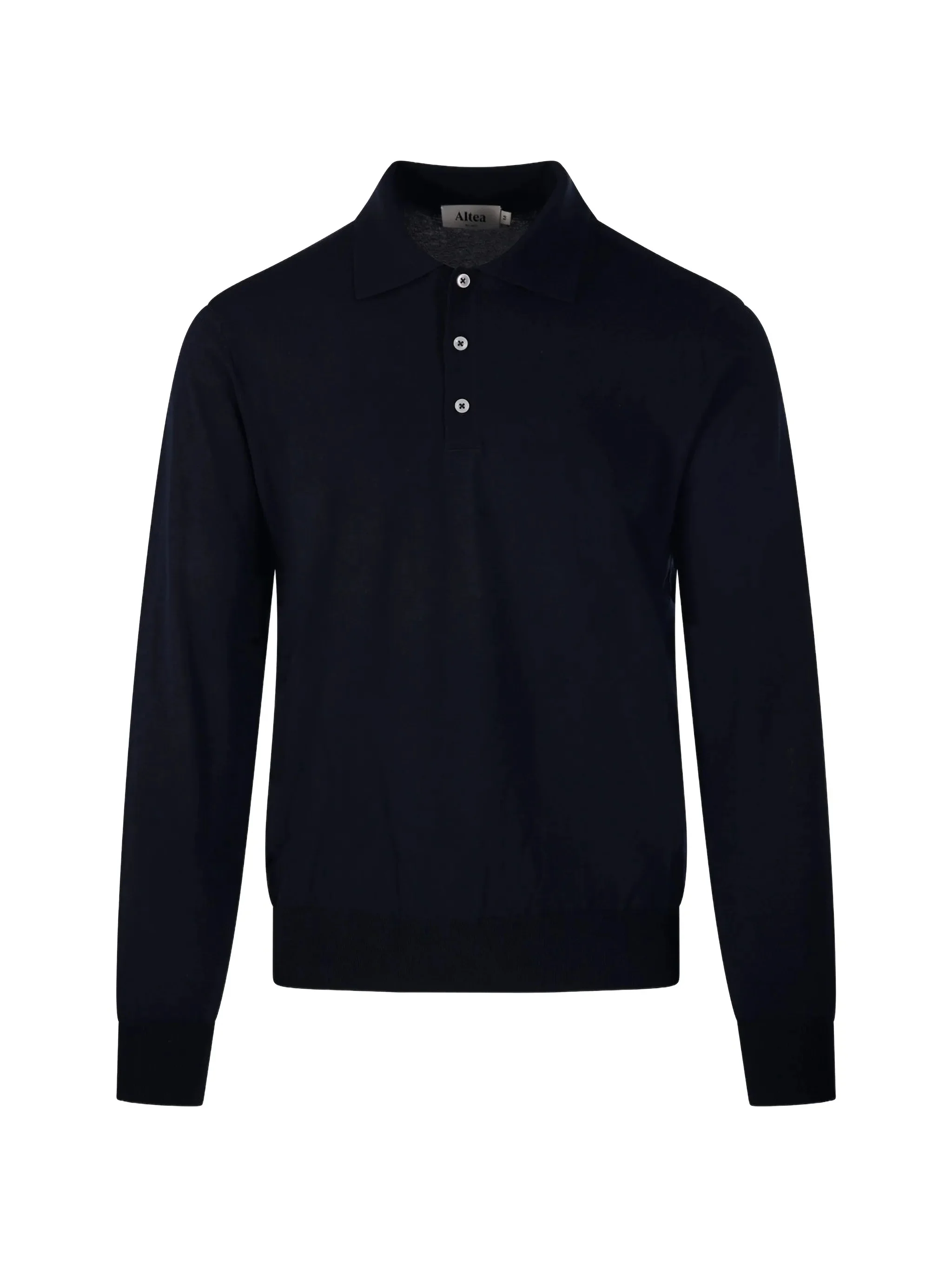 Black Polo Long-Sleeve Tailored Cotton Polo
