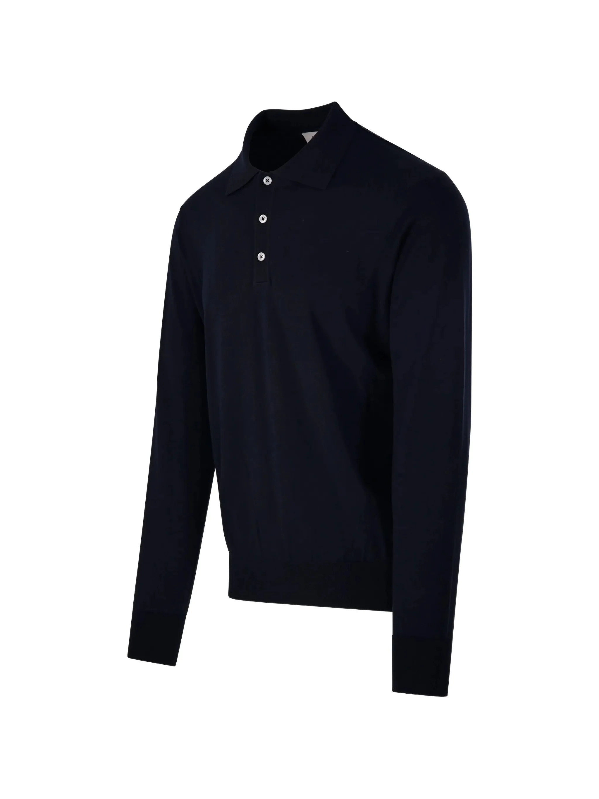 Black Polo Long-Sleeve Tailored Cotton Polo - Image 3