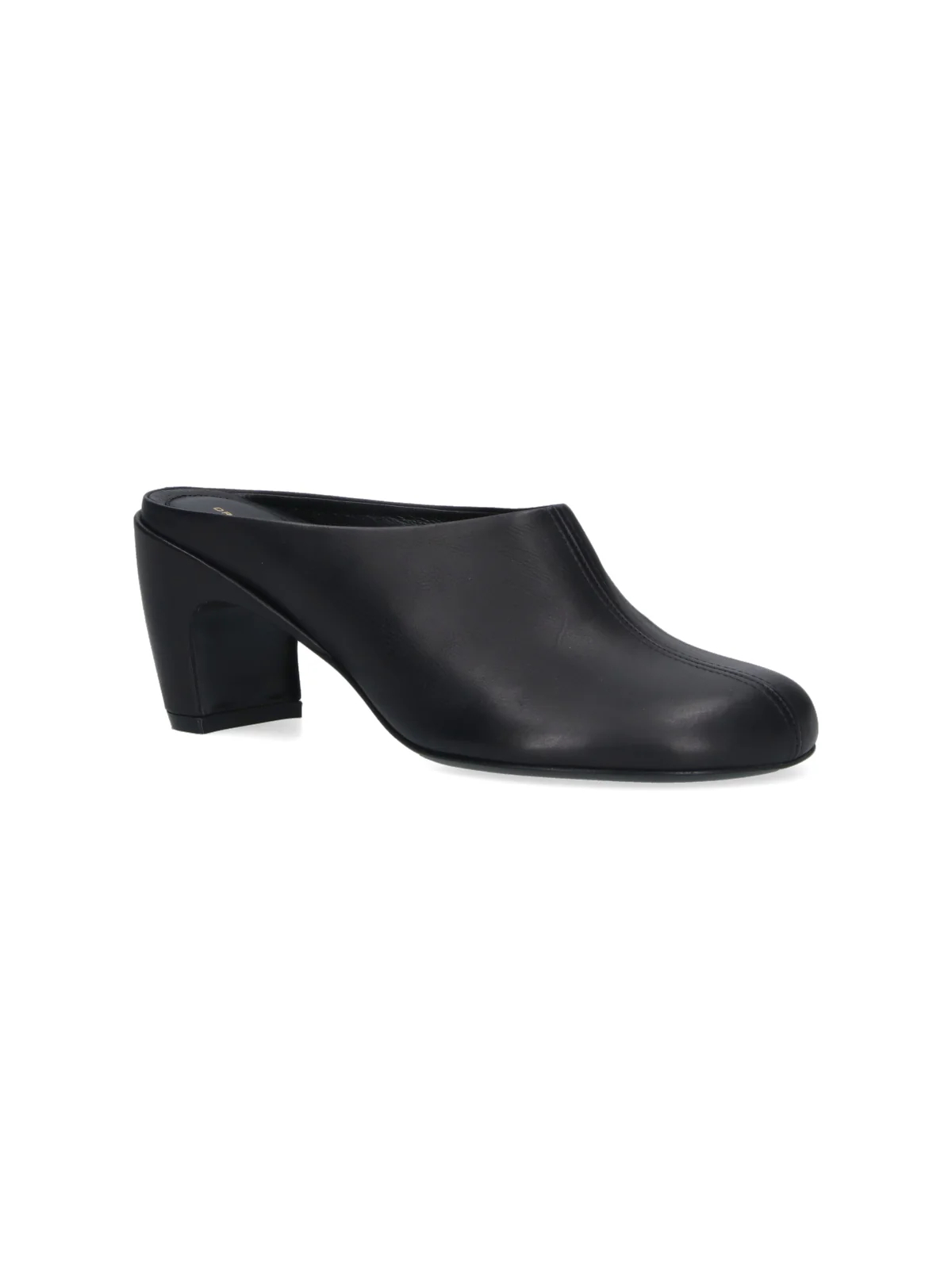 Black Rounded Toe Slip-On Leather Mules - Image 2