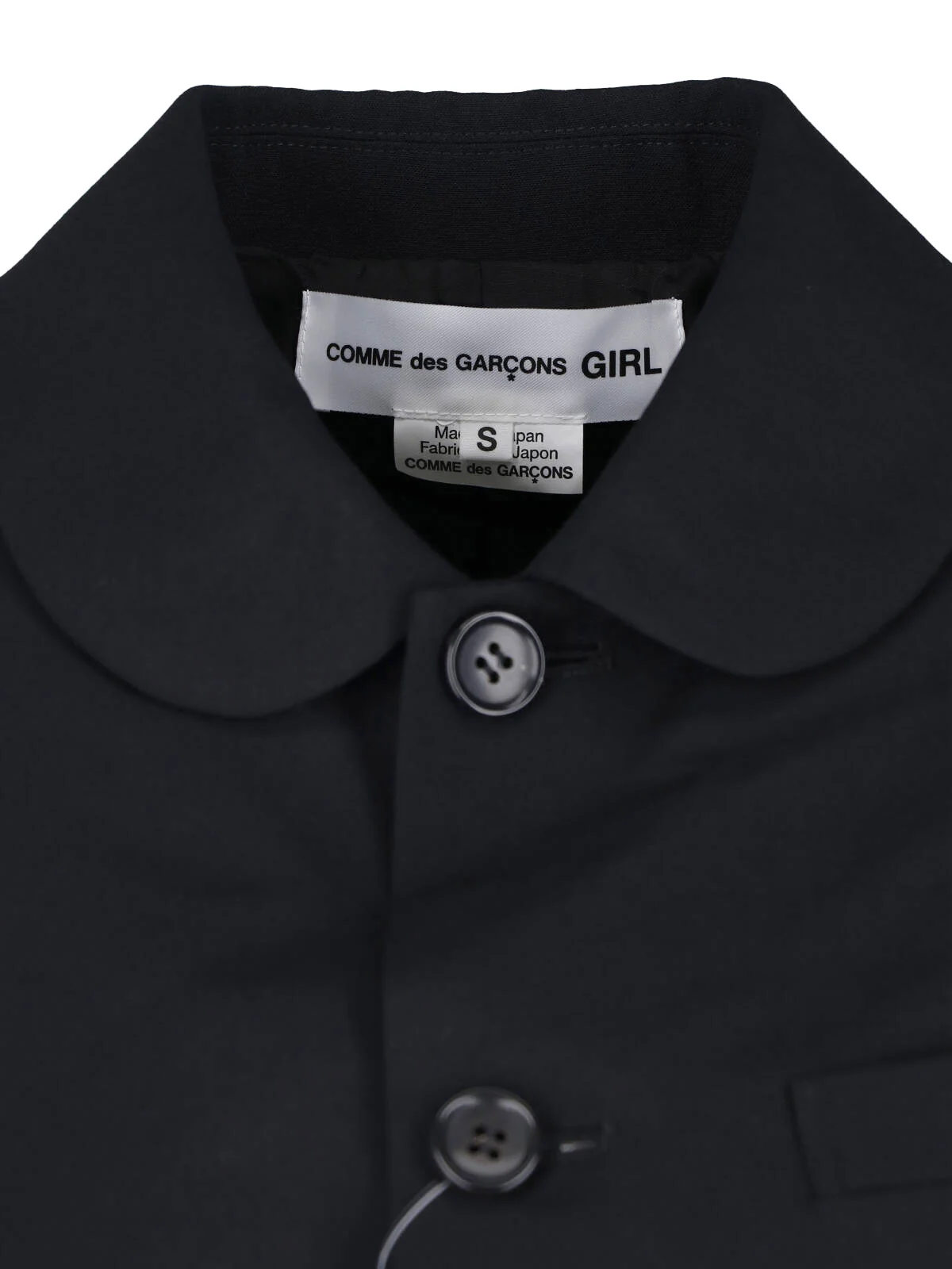 Black Ruffled Trim Rounded Collar Jacket - Image 3