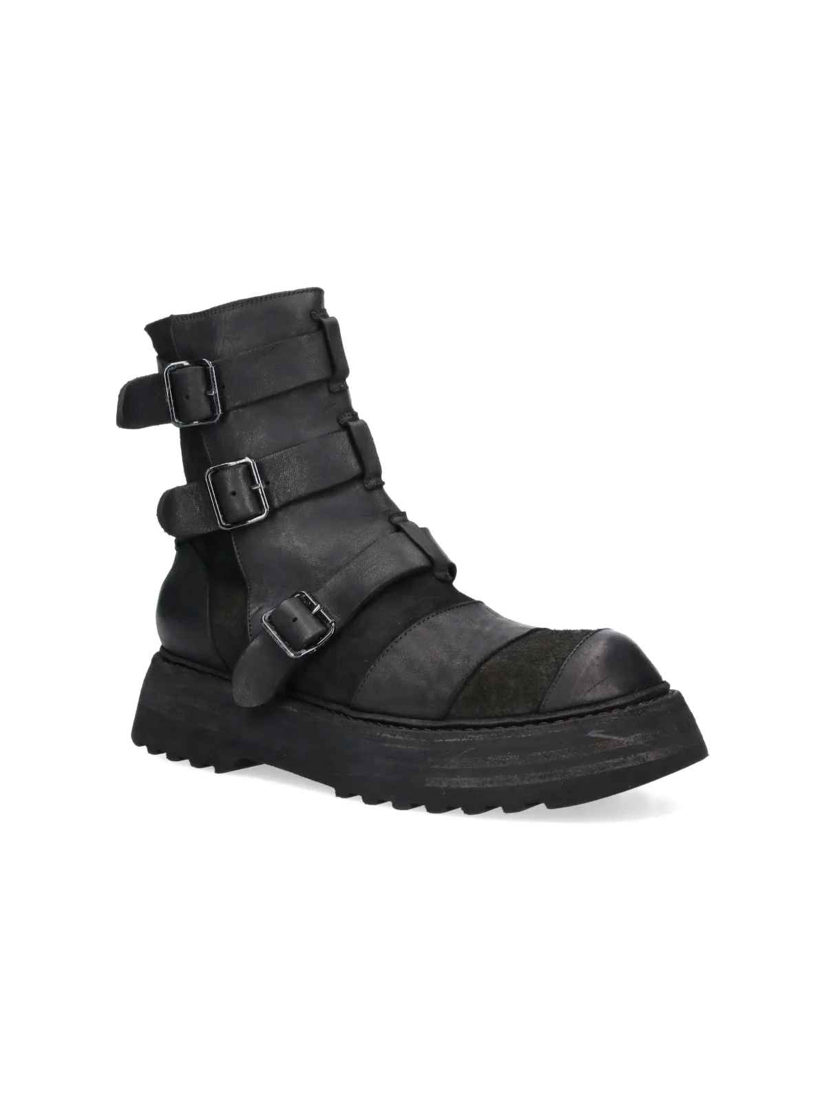 Black Rugged Buckle Strap Boots - Image 2