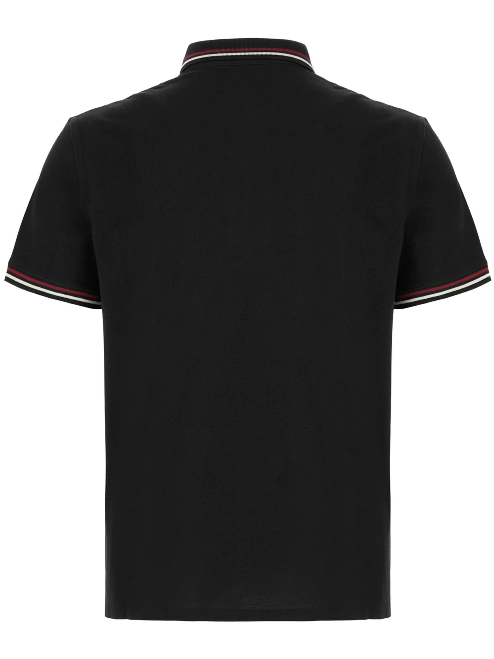Black Short-Sleeve Striped Accent Cotton Polo - Image 2