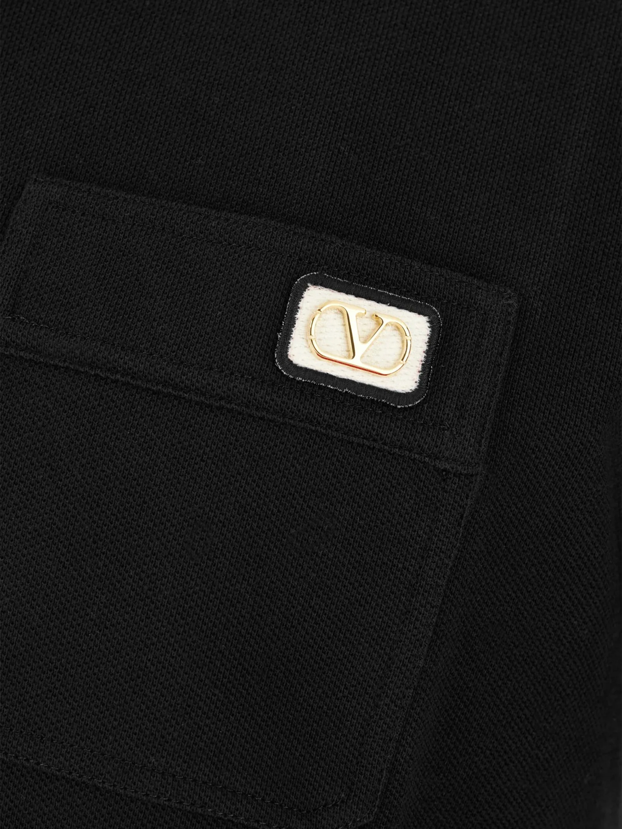 Black Short-Sleeve Striped Accent Cotton Polo - Image 3