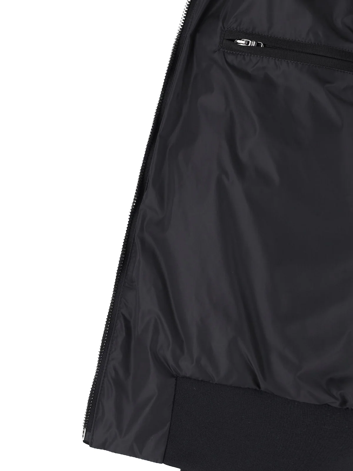 Black Sleek Ribbed Trim Bomber Jacket - Image 3
