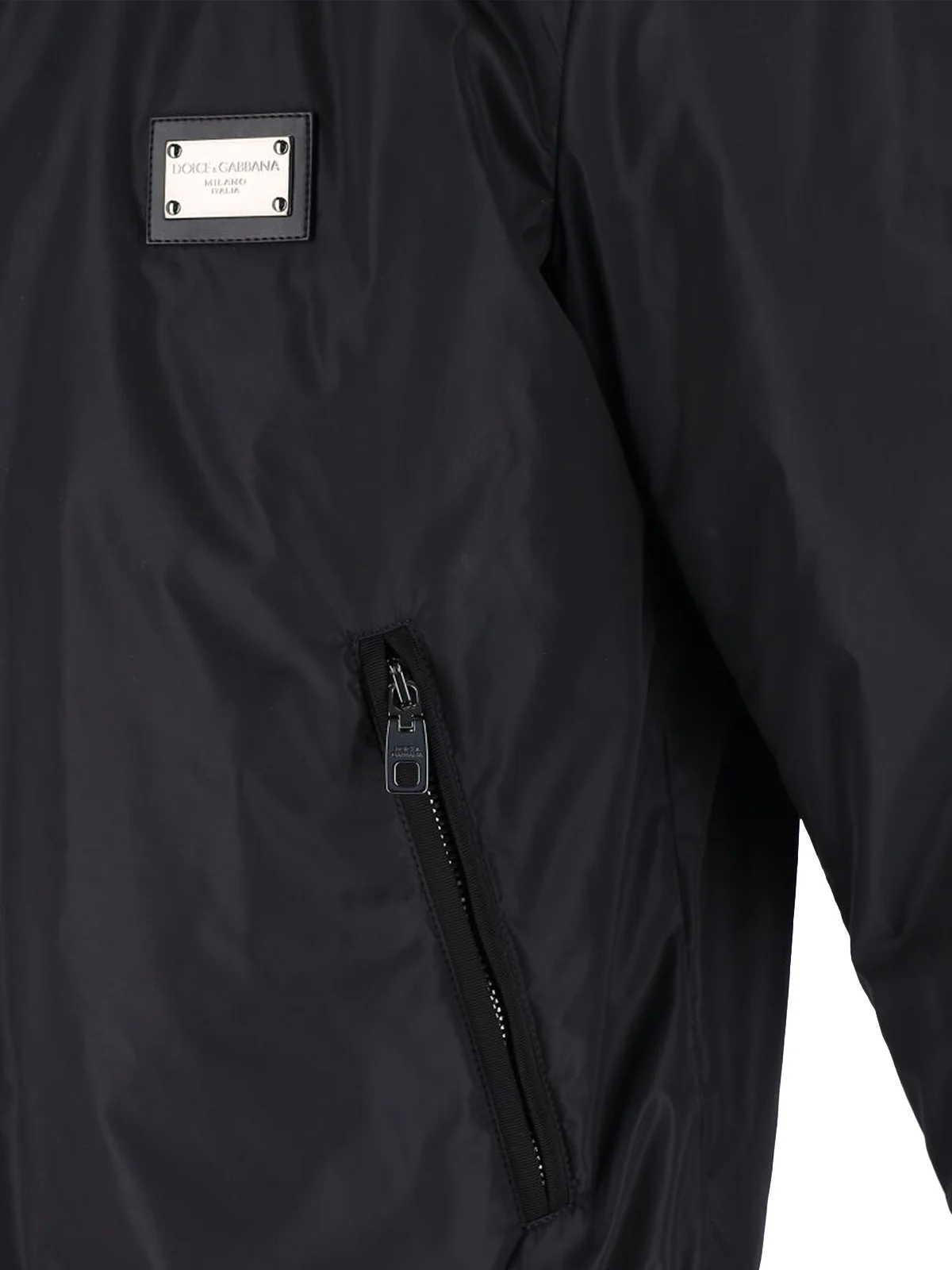 Black Sleek Ribbed Trim Bomber Jacket - Image 4