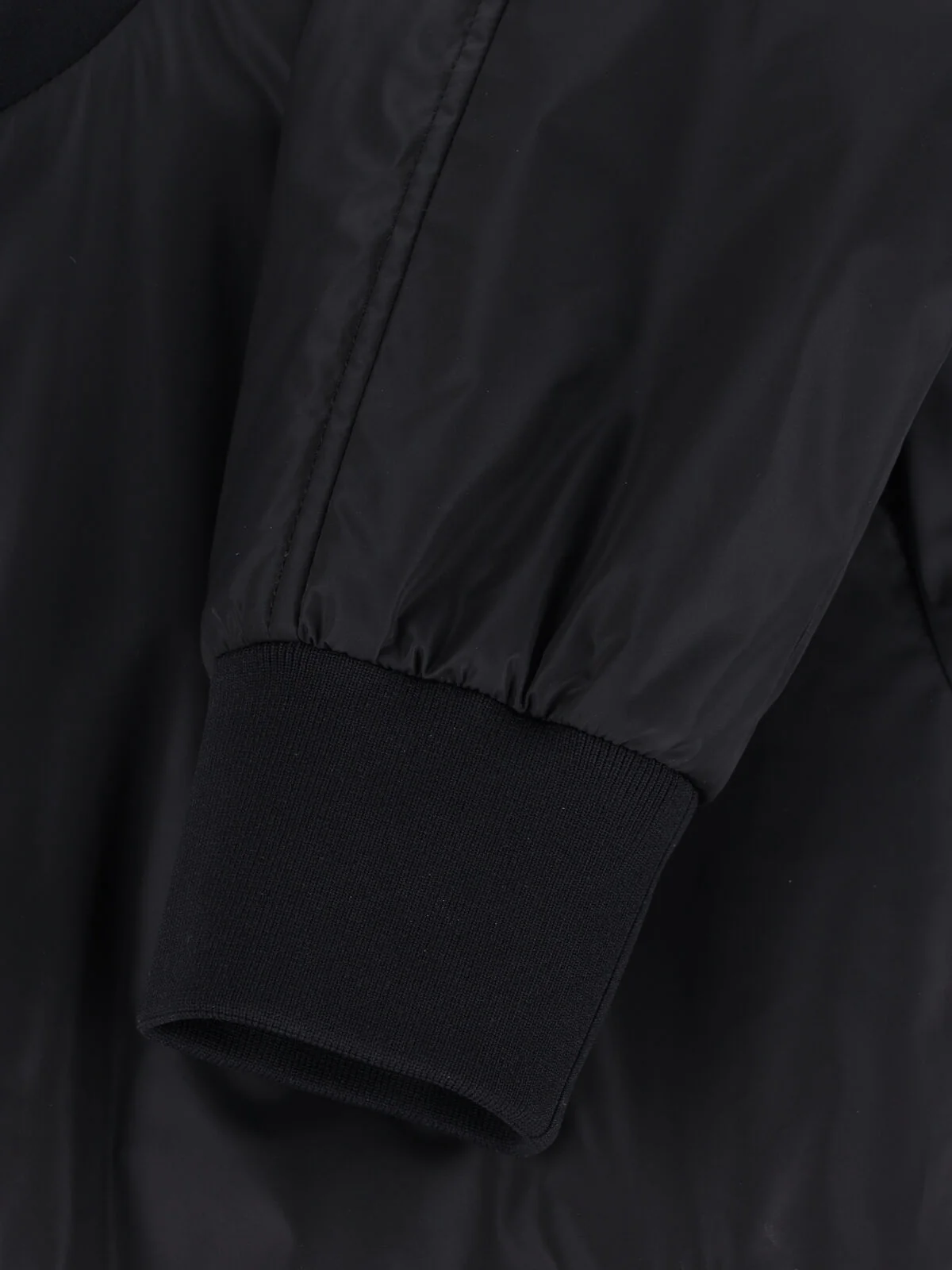 Black Sleek Ribbed Trim Bomber Jacket - Image 5