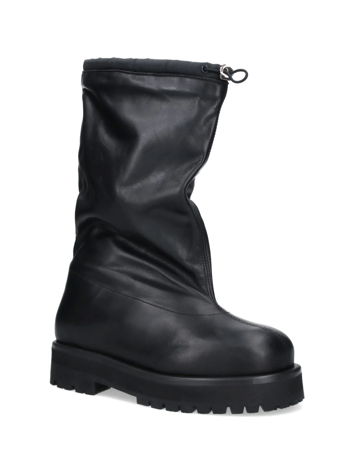 Black Slouched Drawstring Matte Boots - Image 2