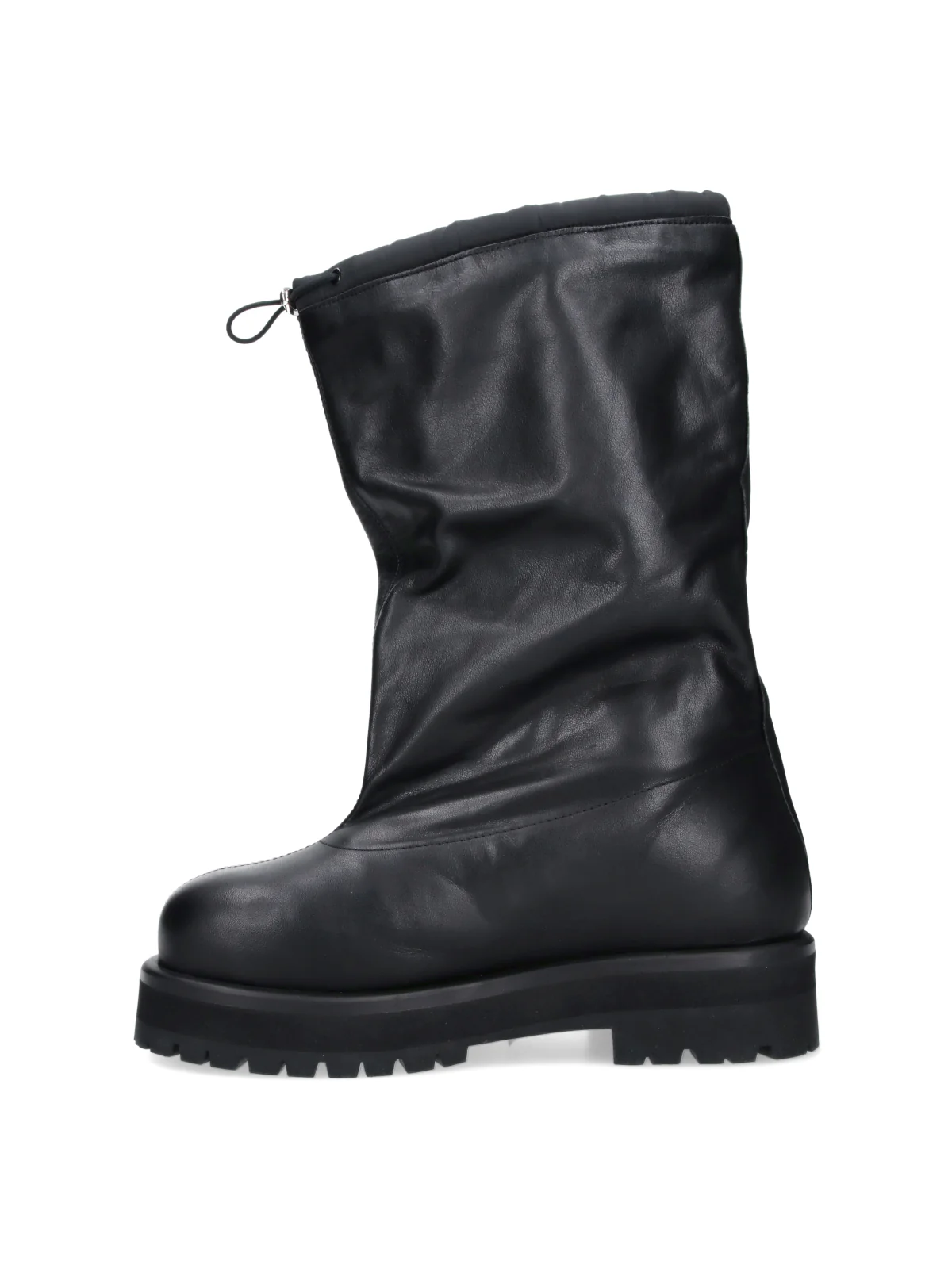 Black Slouched Drawstring Matte Boots - Image 3
