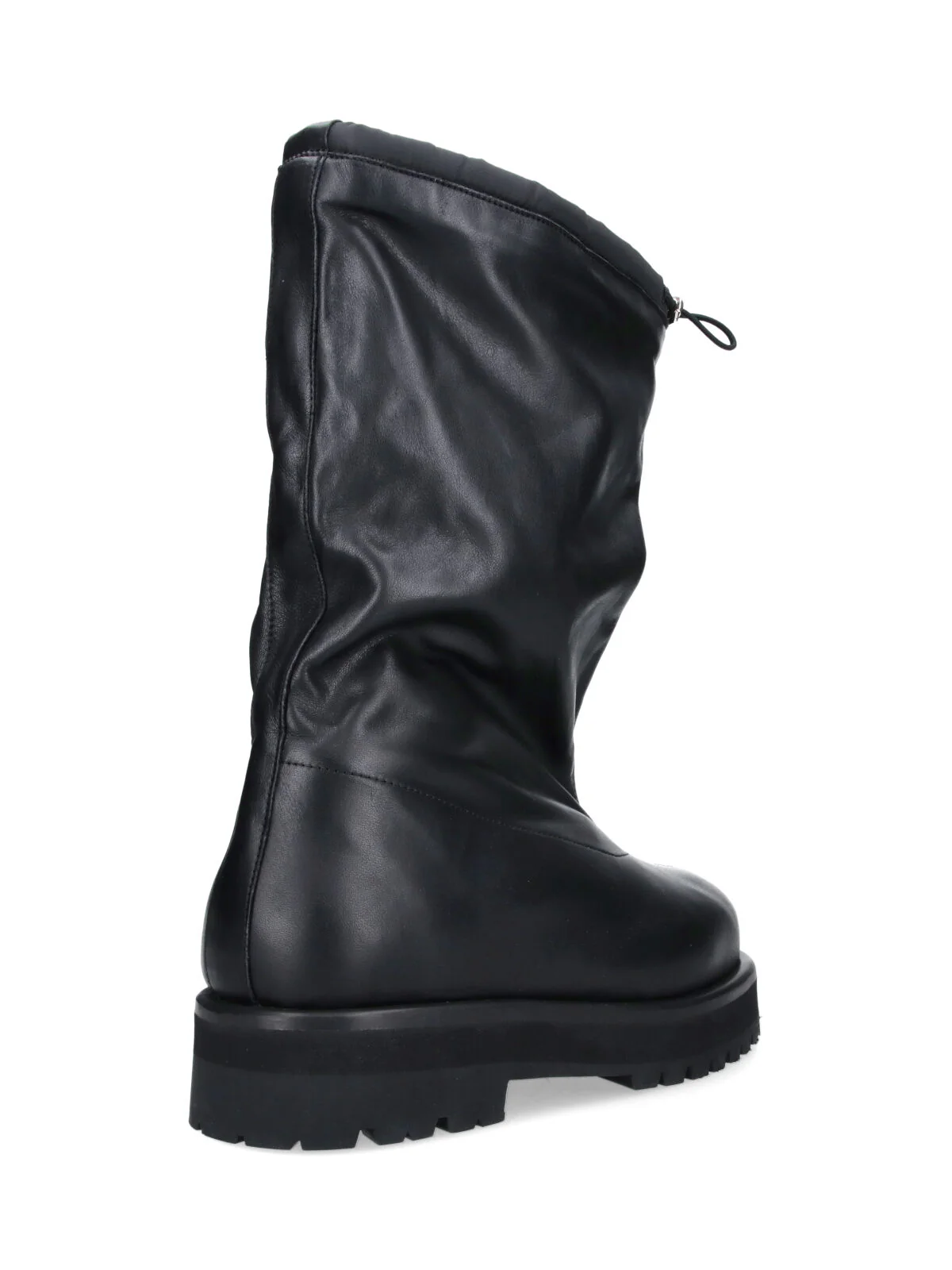 Black Slouched Drawstring Matte Boots - Image 4