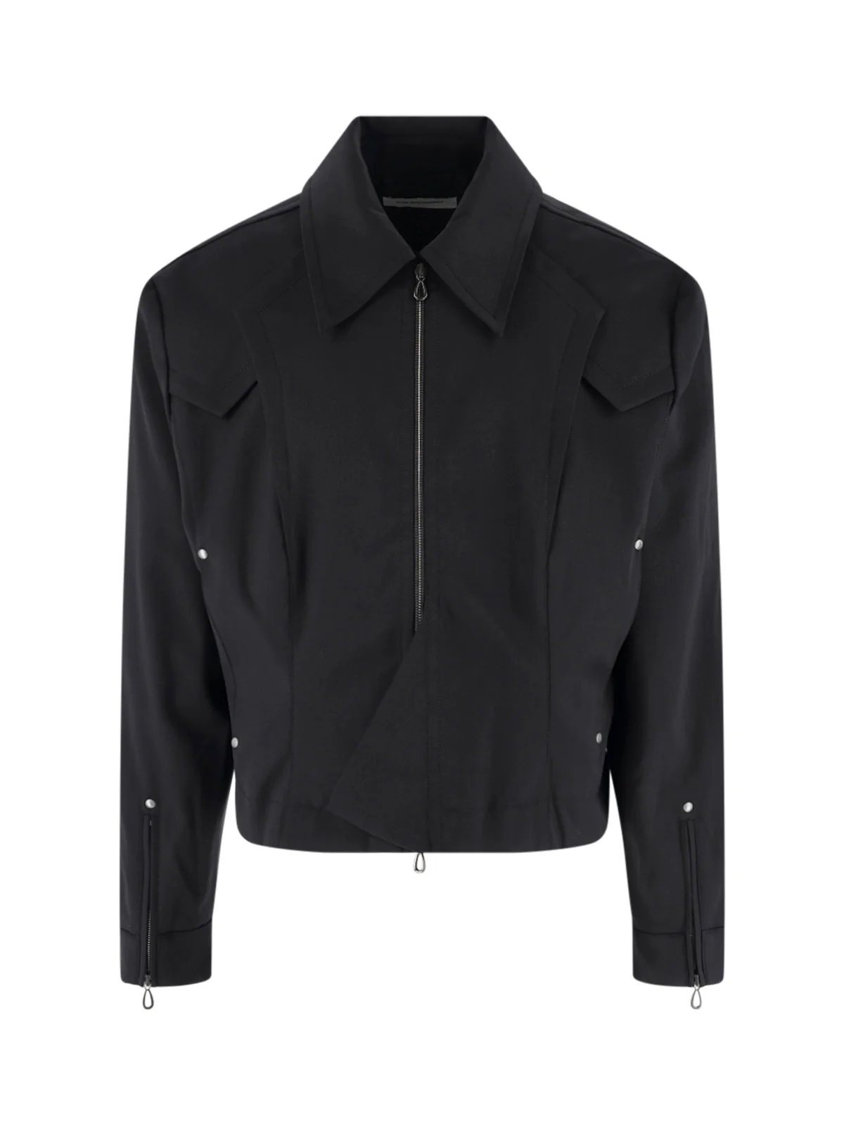 Black Structured Shoulder Cropped Jacket