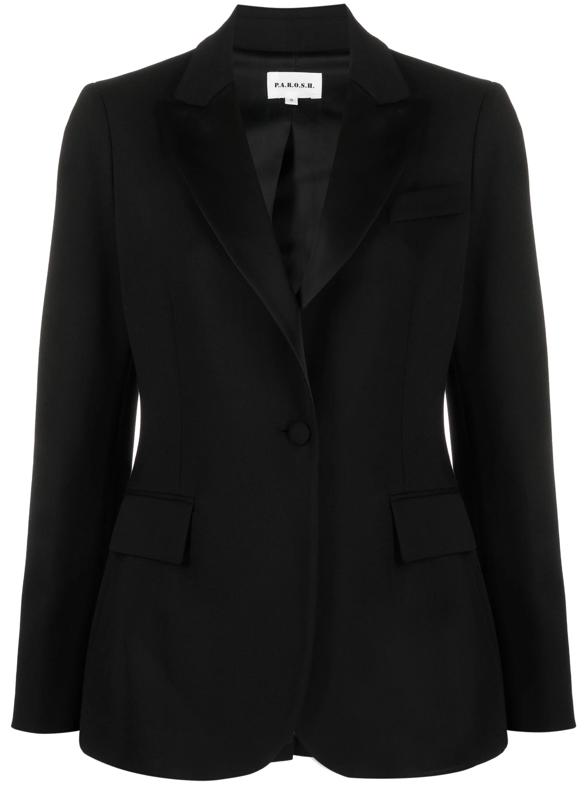 Black Tailored Textured Wool Blend Blazer