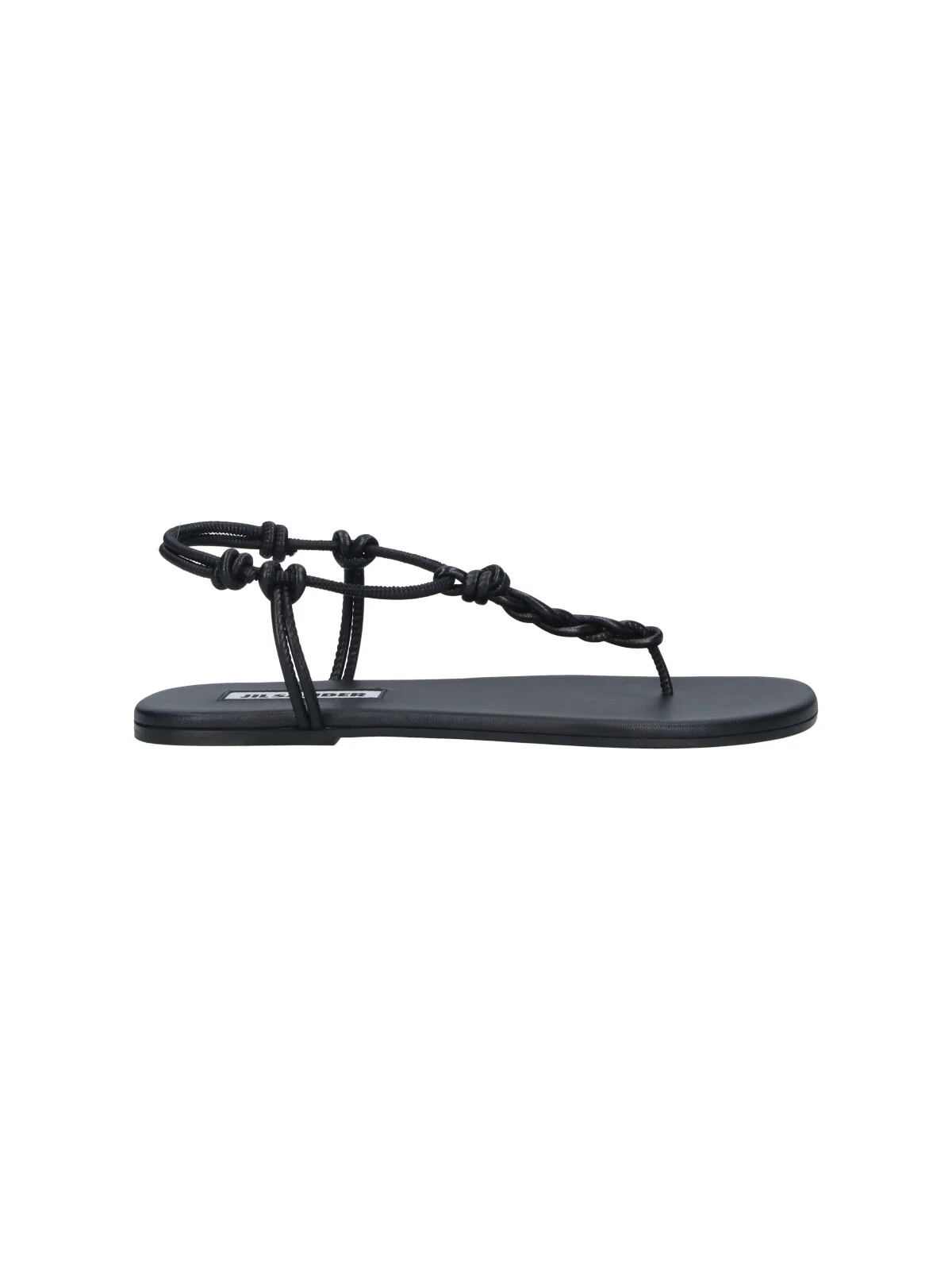Black Tangle Minimalist Leather Thong Sandals