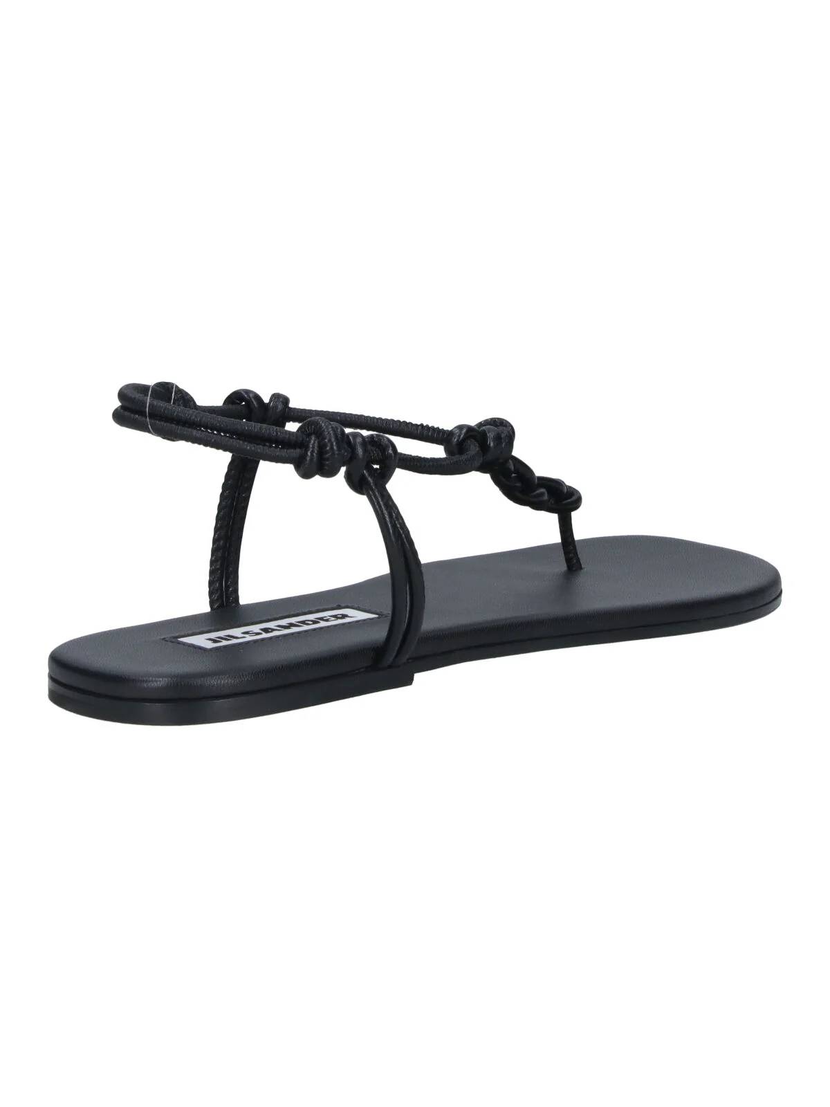 Black Tangle Minimalist Leather Thong Sandals - Image 4