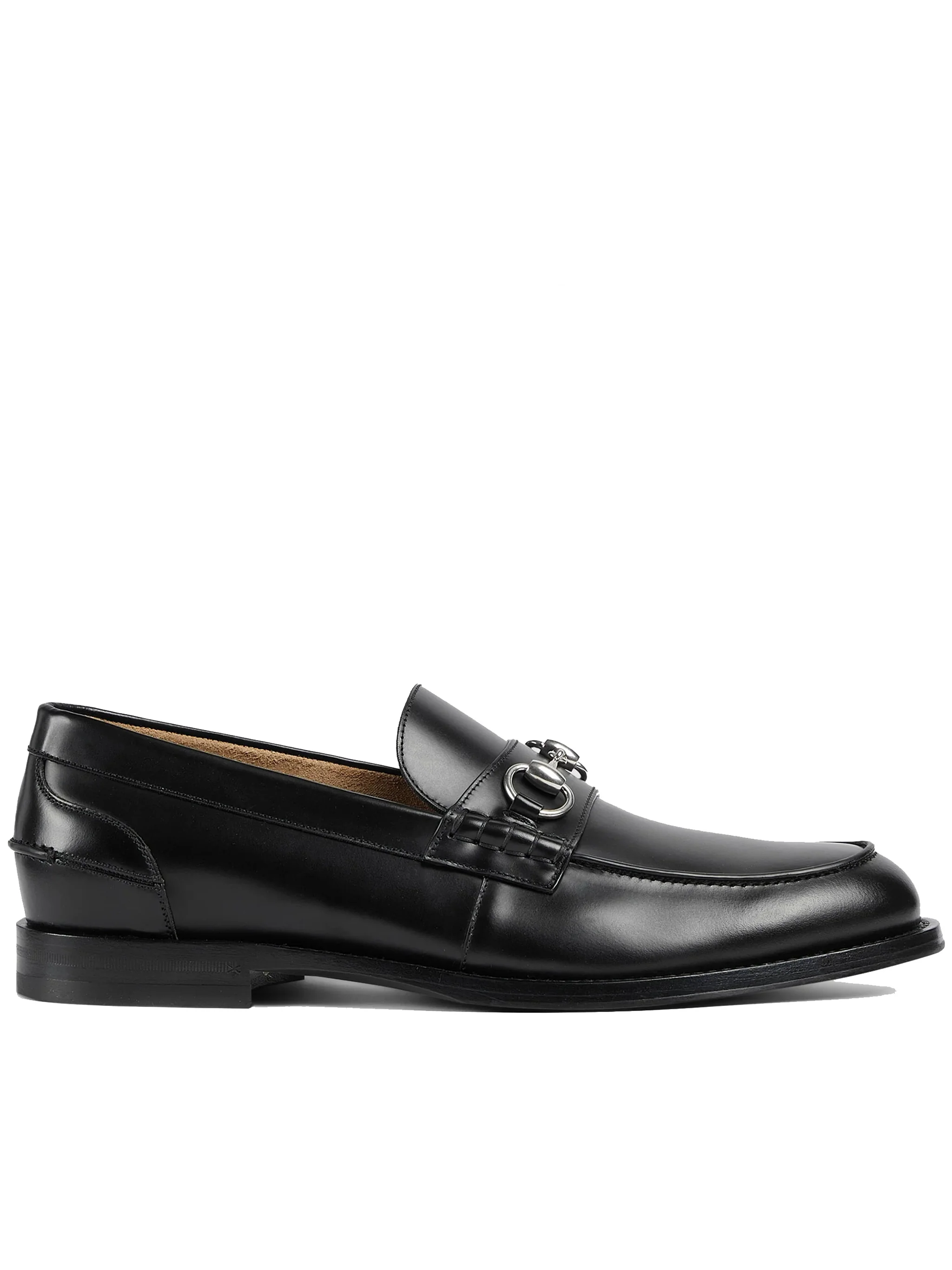 Black Terenze Silver Horsebit Leather Loafers