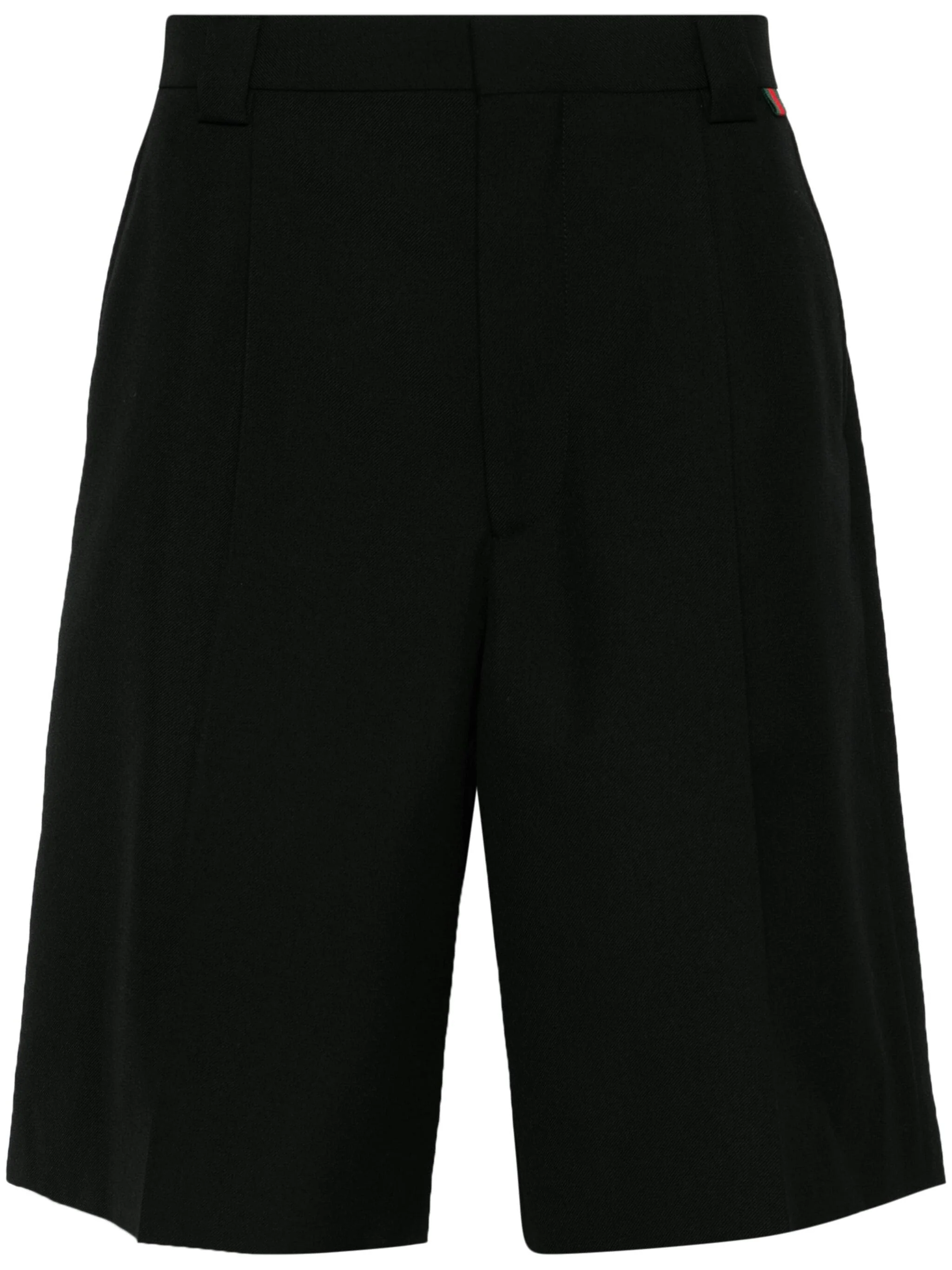 Black Twill Wool Blend Tailored Shorts