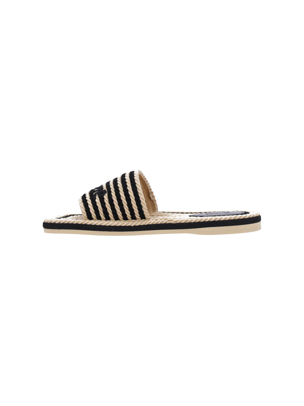 Black Twisted Cotton Rope Sandals - Image 3