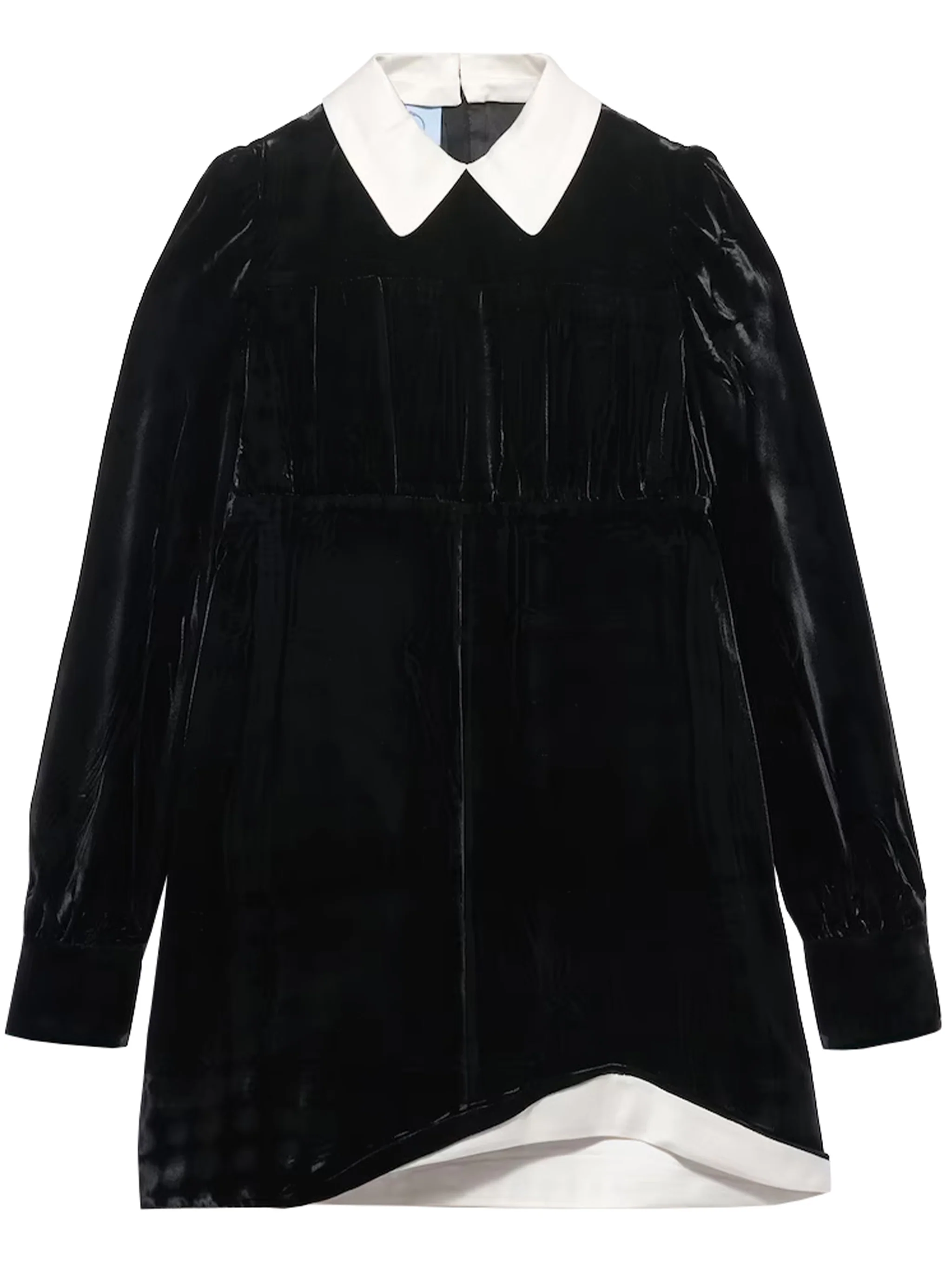 Black Velvet Puffed-Sleeve Mini Dress
