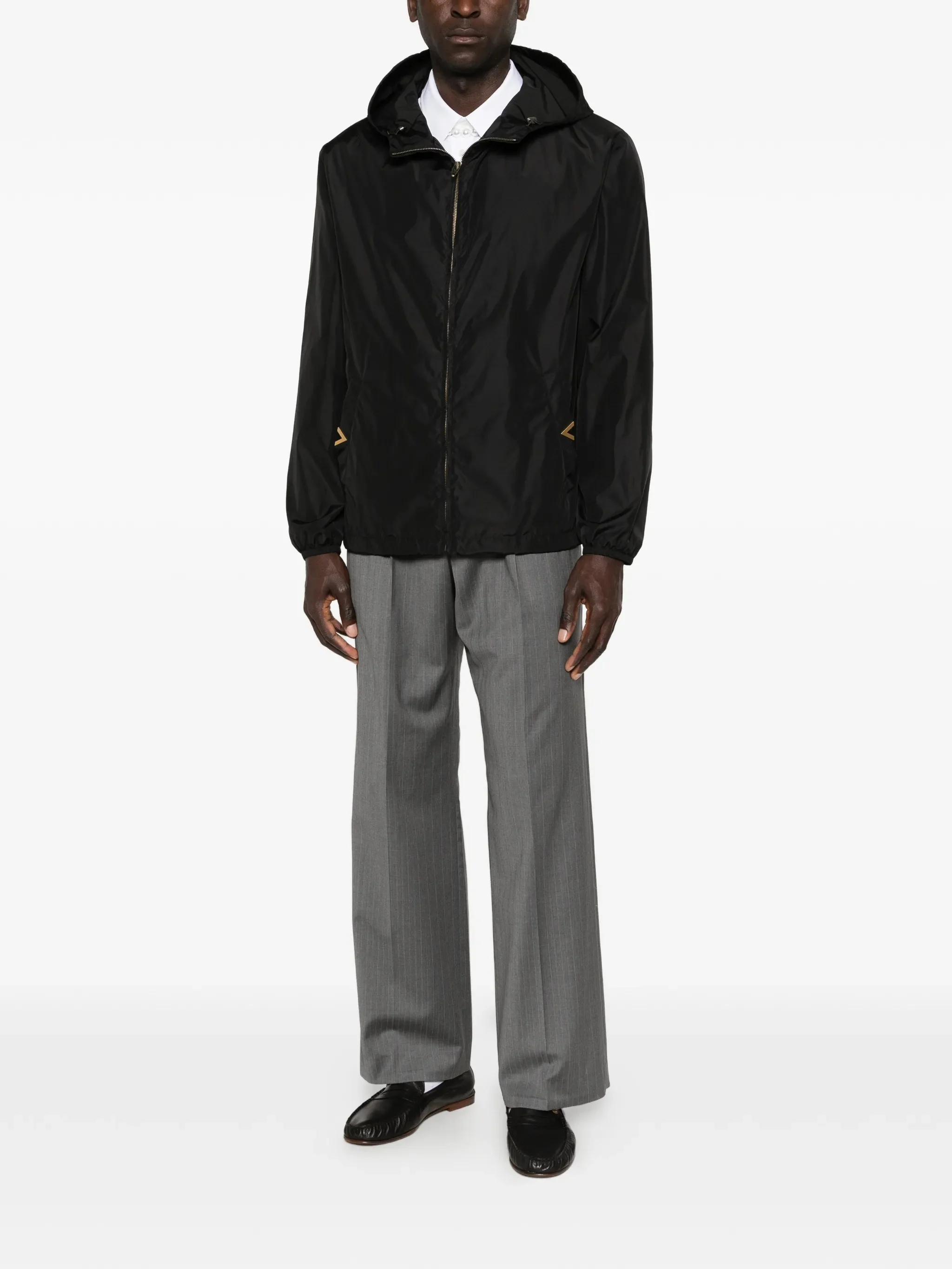 Black Vgold Nylon Hooded Jacket - Image 2