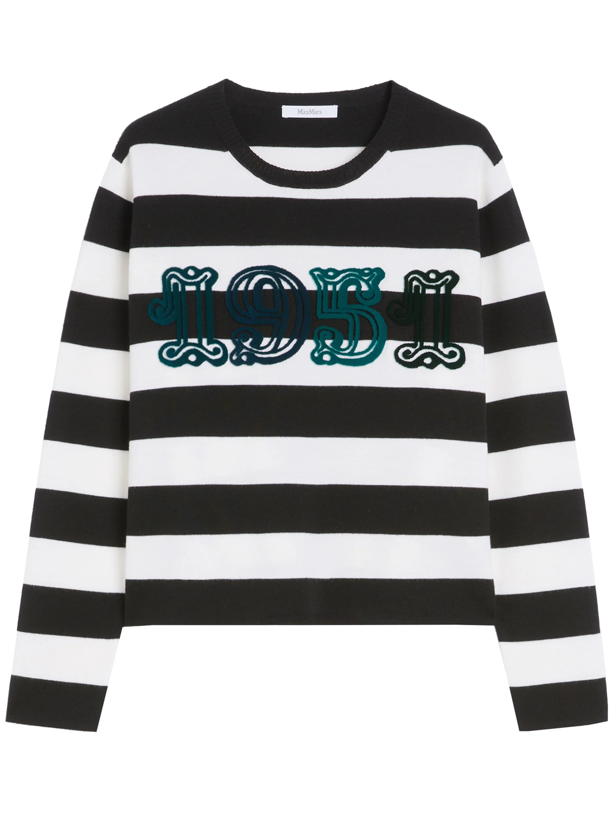 Black Viterbo Boxy Striped Wool Sweater