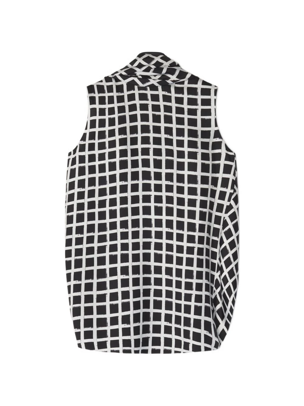 Black White Check Knot Detail Top
